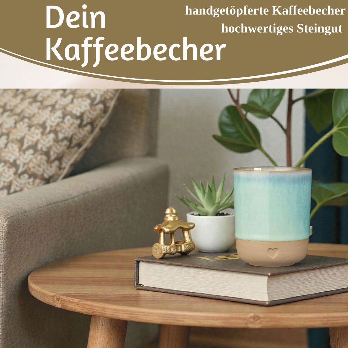 LS-LebenStil Tontasse Herz Aqua 190 ml Steingut