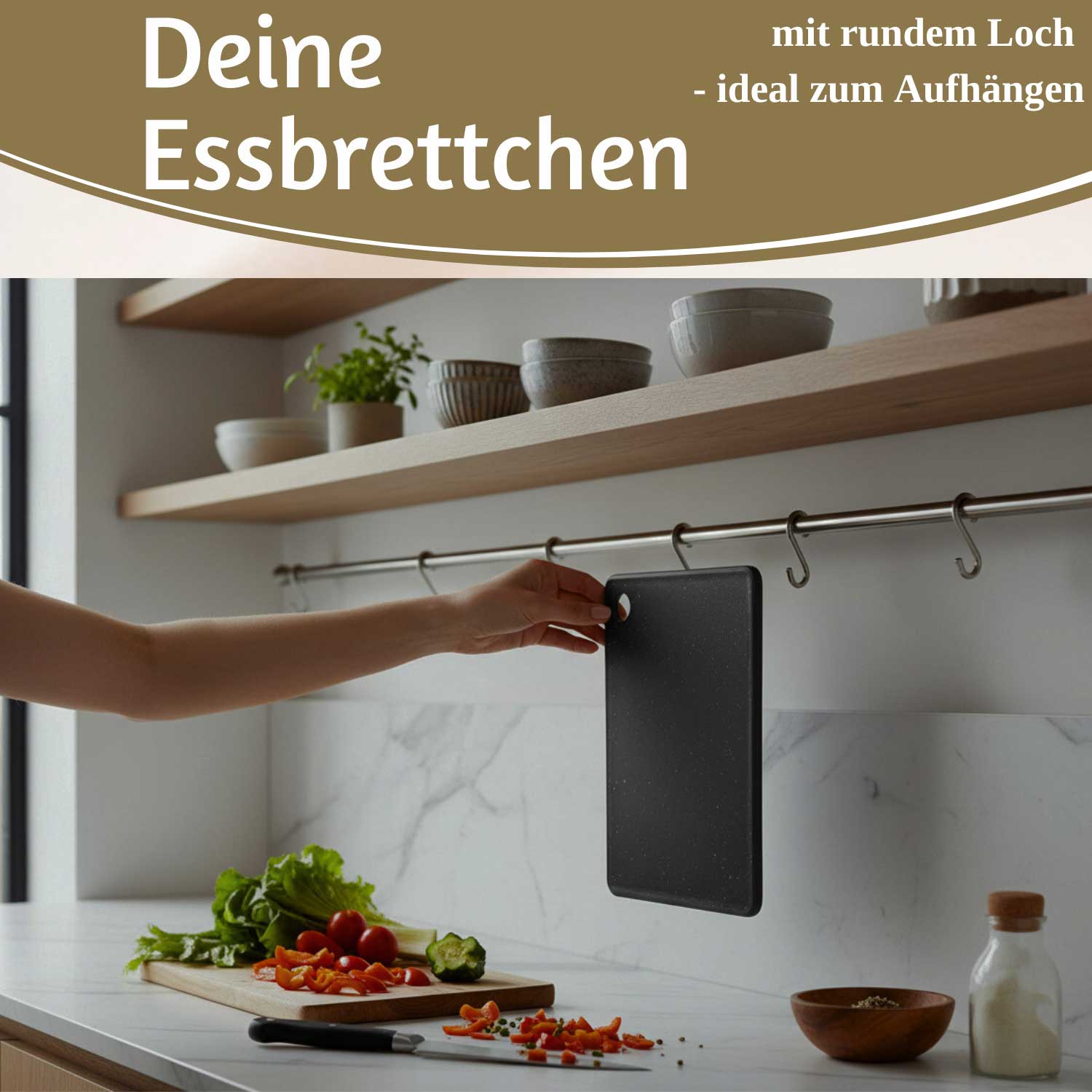 LS-LebenStil Essbrettchen Kunststoff 23x16cm 6er Set Granit