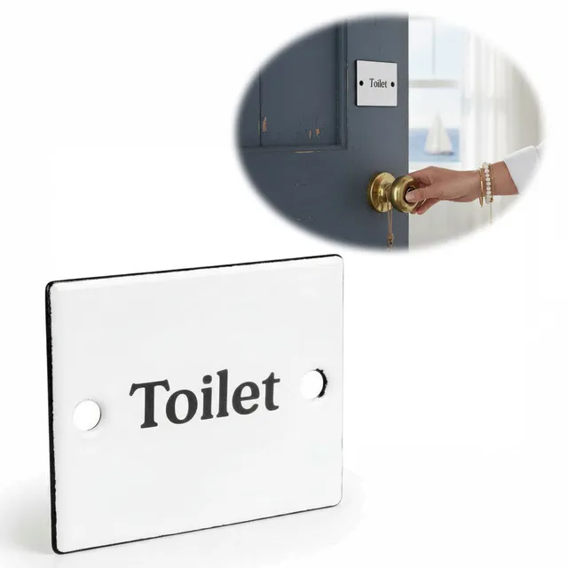 LS-LebenStil Toilet Türschild Emaille weiß 6x5 cm Retro
