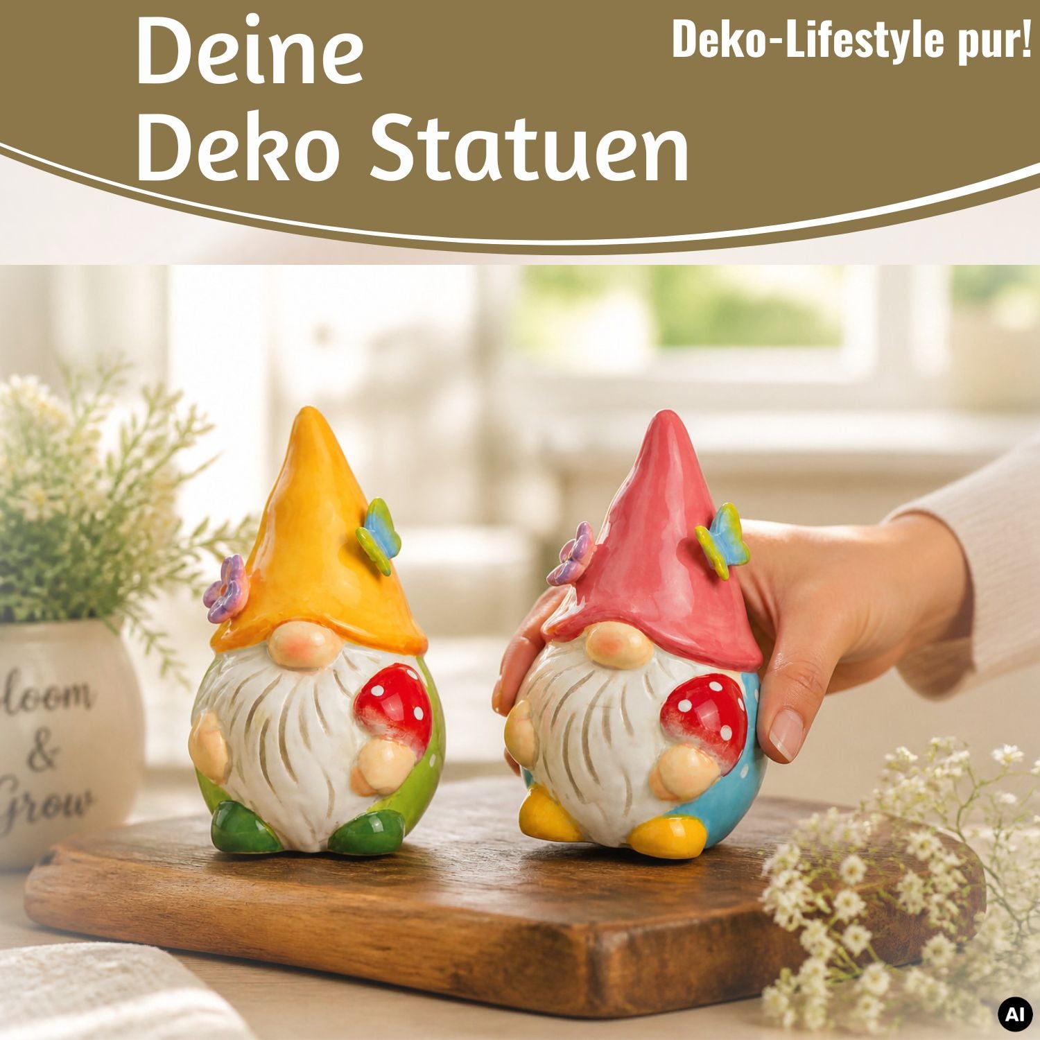LS-LebenStil Wichtel Deko-Figuren 2er Set 11 cm Garten