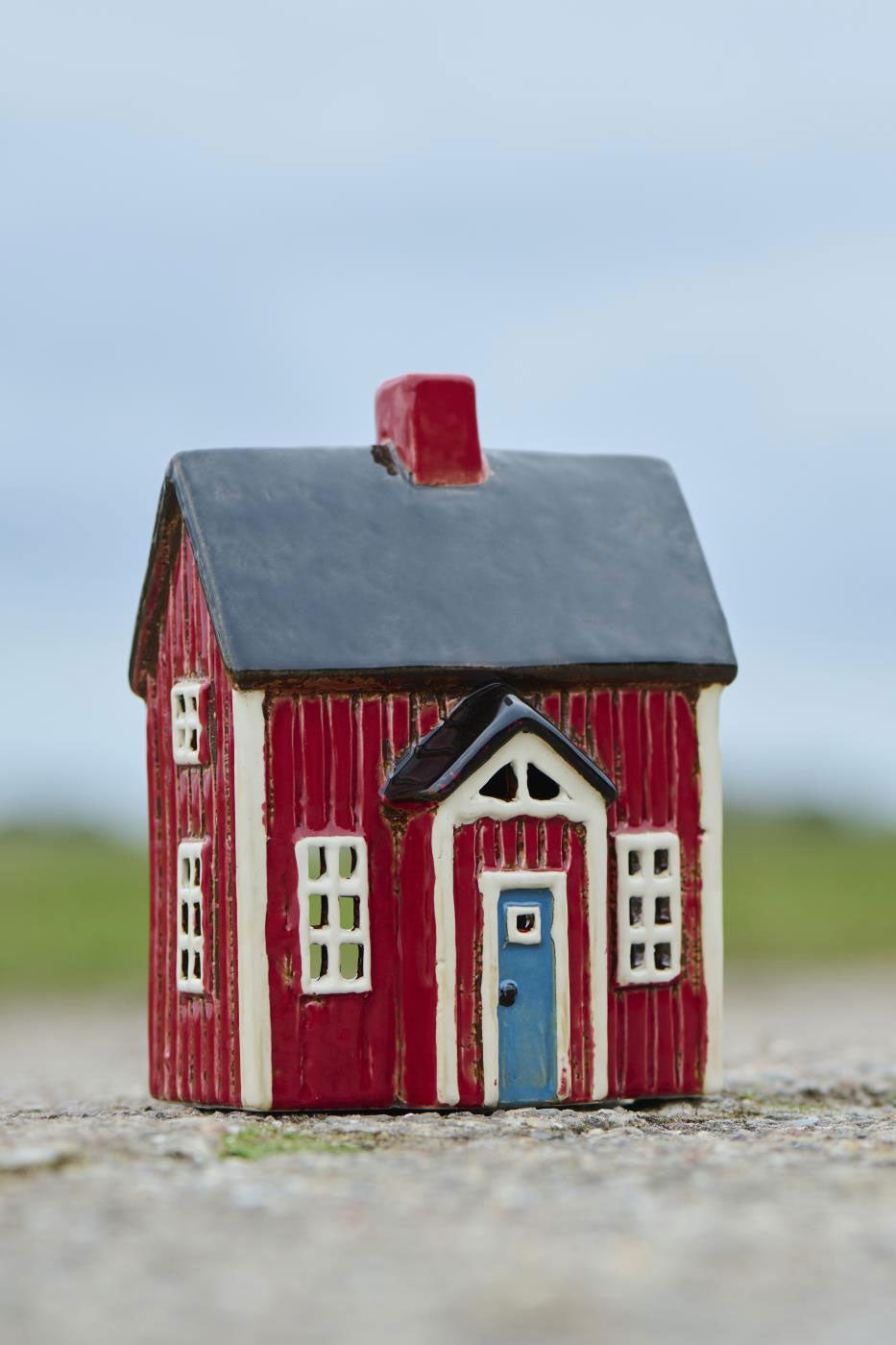 LS-LebenStil Teelichthaus Nyhavn 17cm Rot Blau Keramik