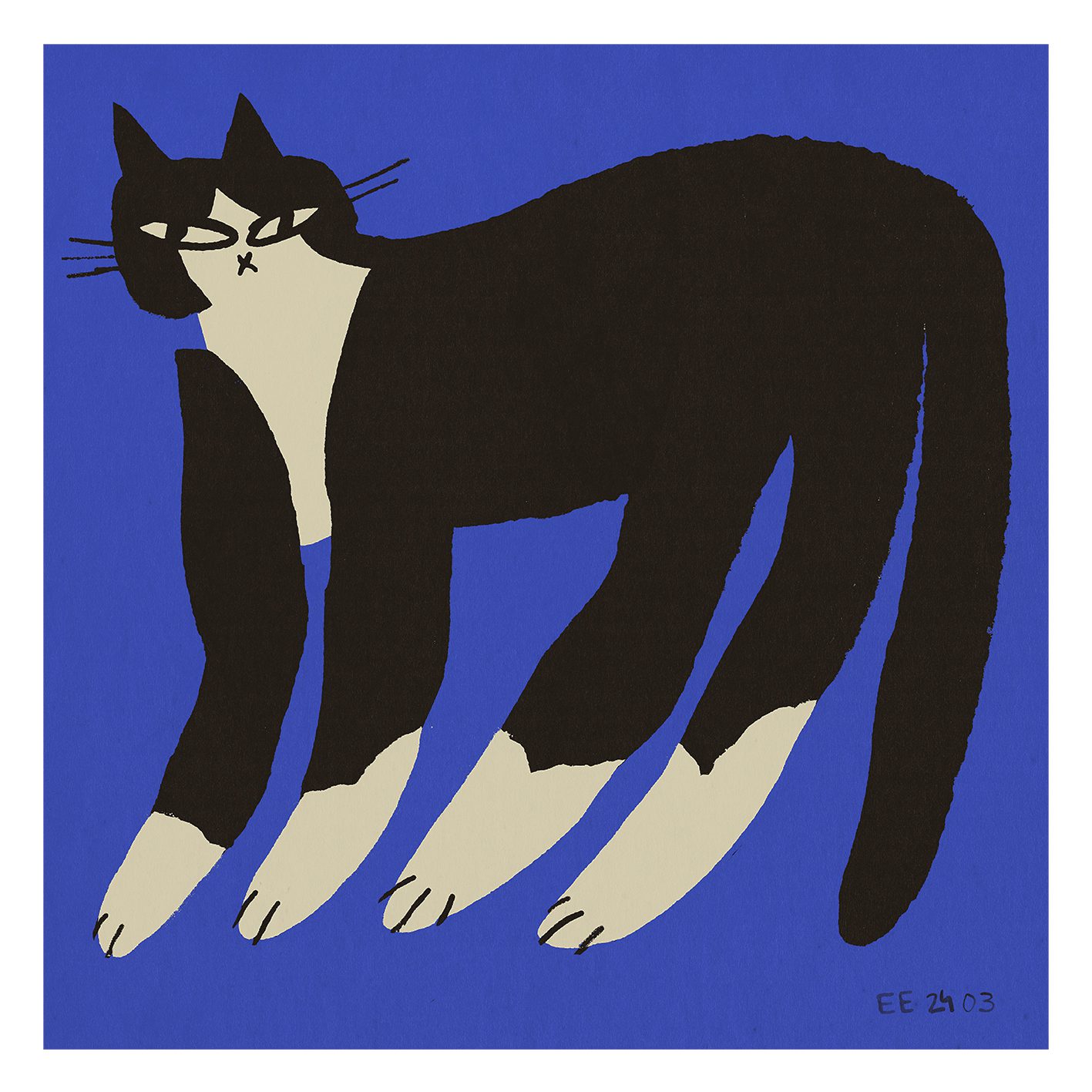 The Poster Club Cat in Blue Poster 50x50 Katze blau