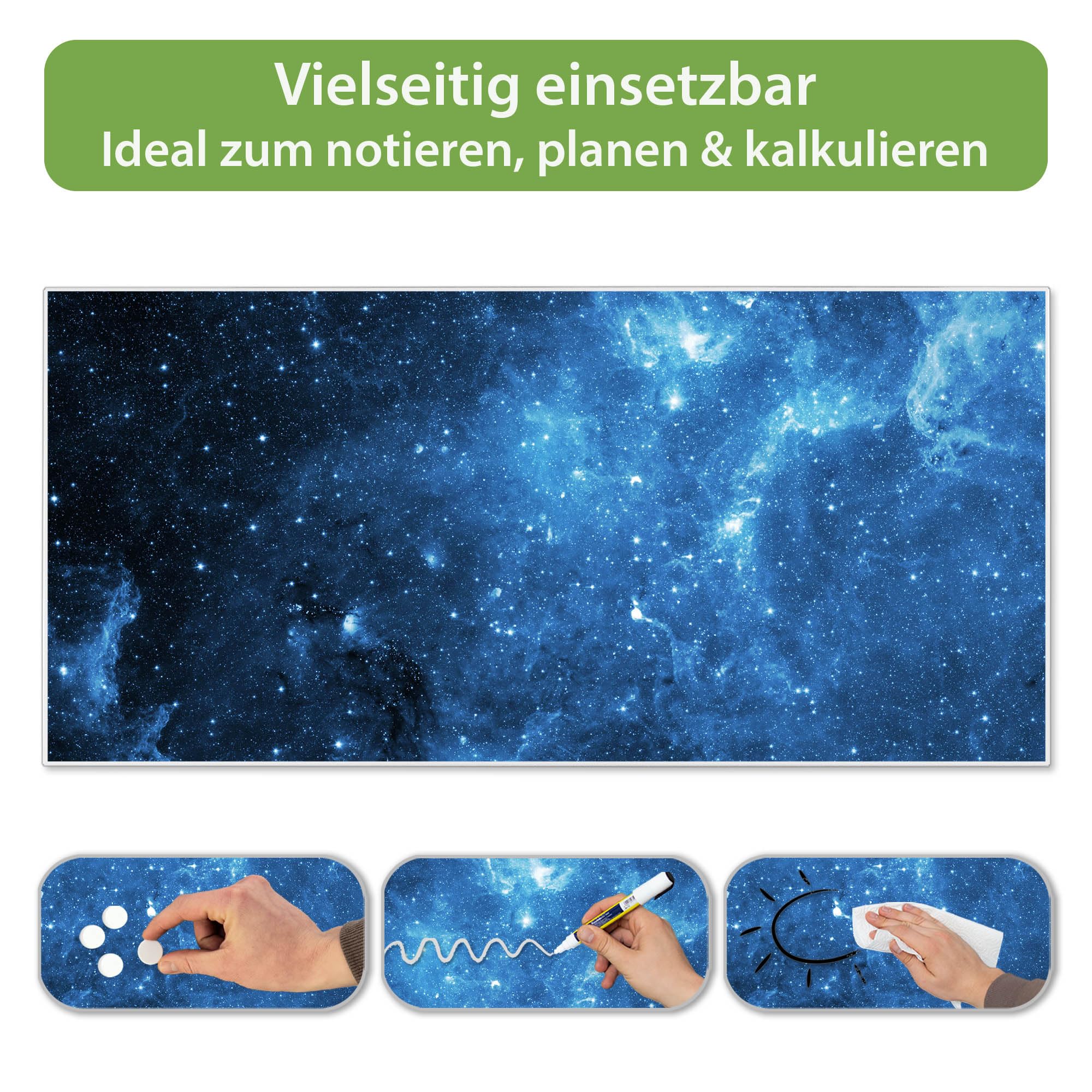 Banjado Magnettafel Universum Magnetwand 78x37cm beschreibbar