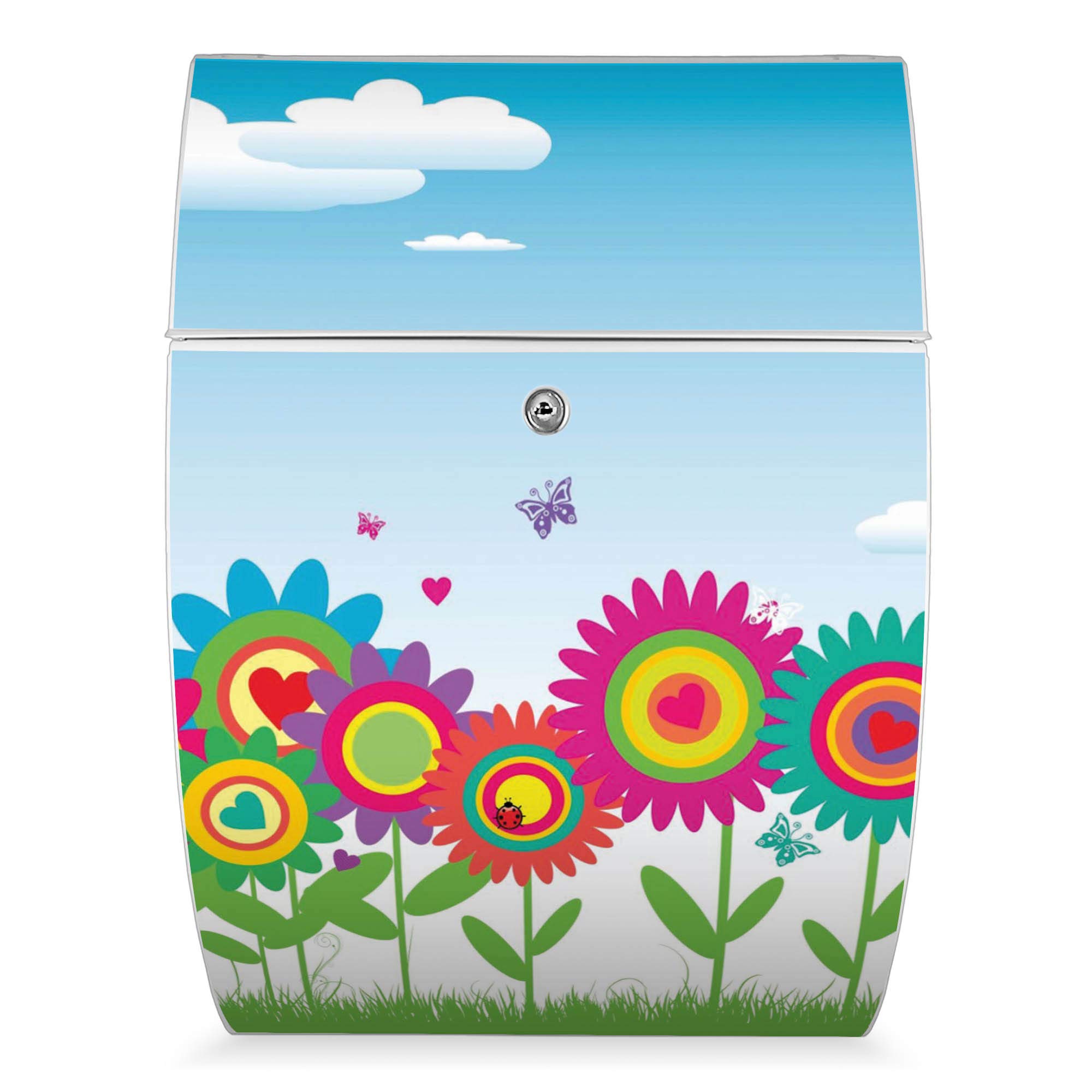Banjado Briefkasten Riviera 46x33,5x13cm Bunte Blumen Weiß A4