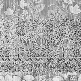 Mineheart Arts Crafts Patchwork Tapete Schwarz Weiß 10m