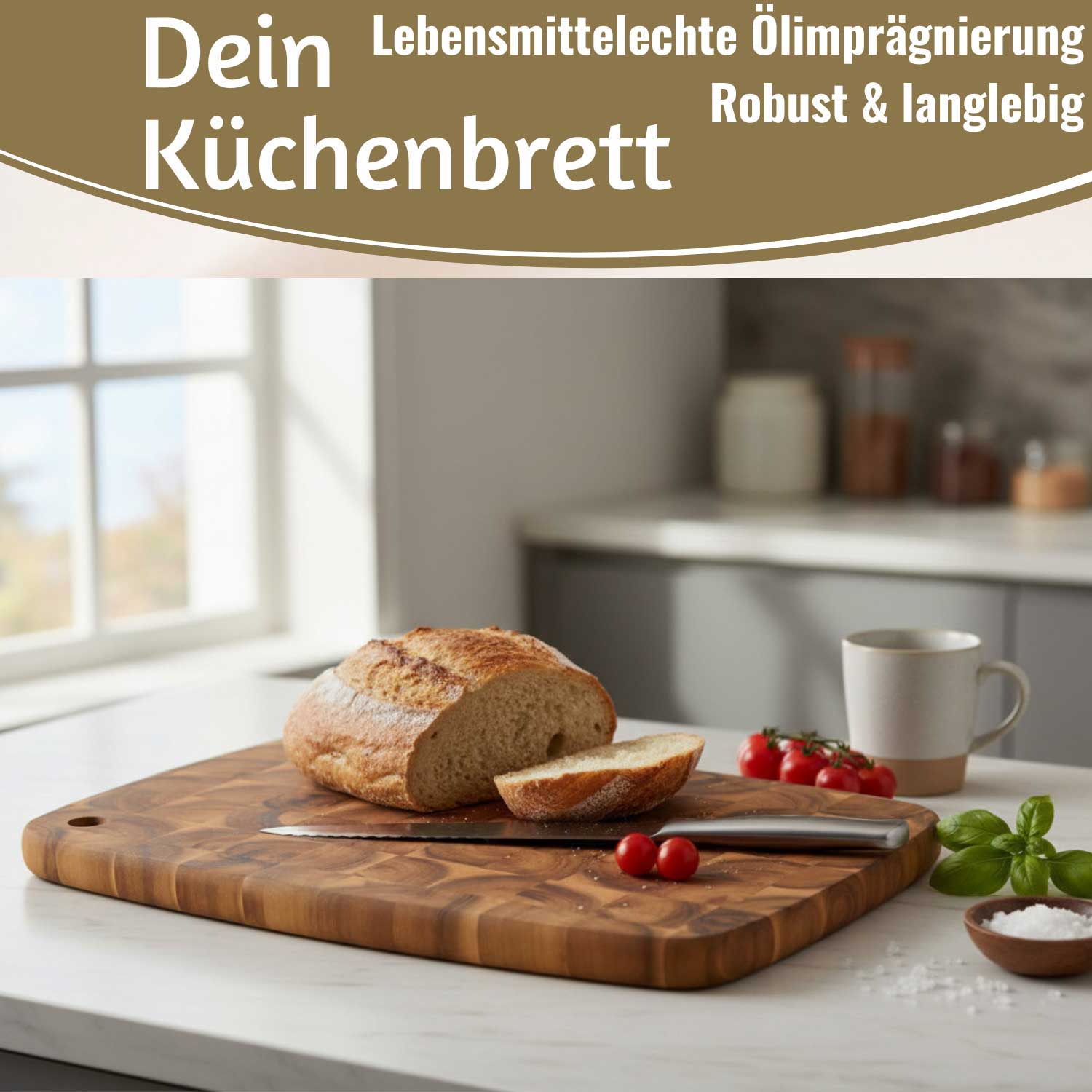 LS-LebenStil Küche Haushalt Stirnholz Schneidebrett 32cm