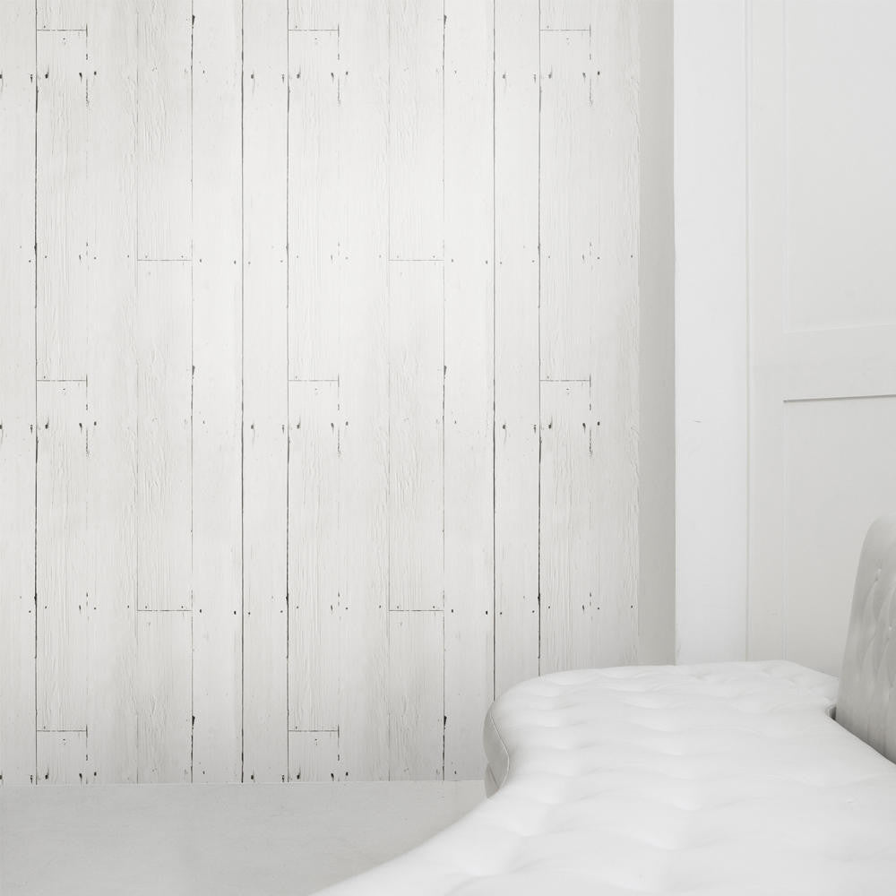 Mineheart White Plank Wallpaper Tapete Weiß 52cm x 10m