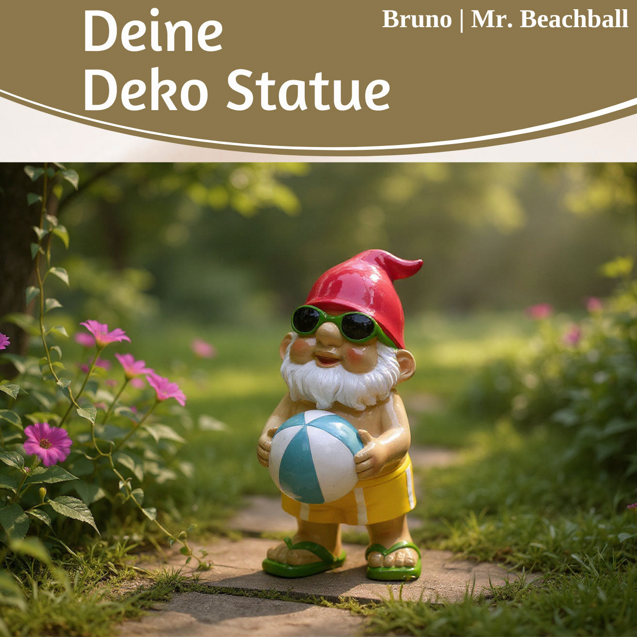LS-LebenStil Zwerg Bruno Beachball Figur 20cm Polyresin