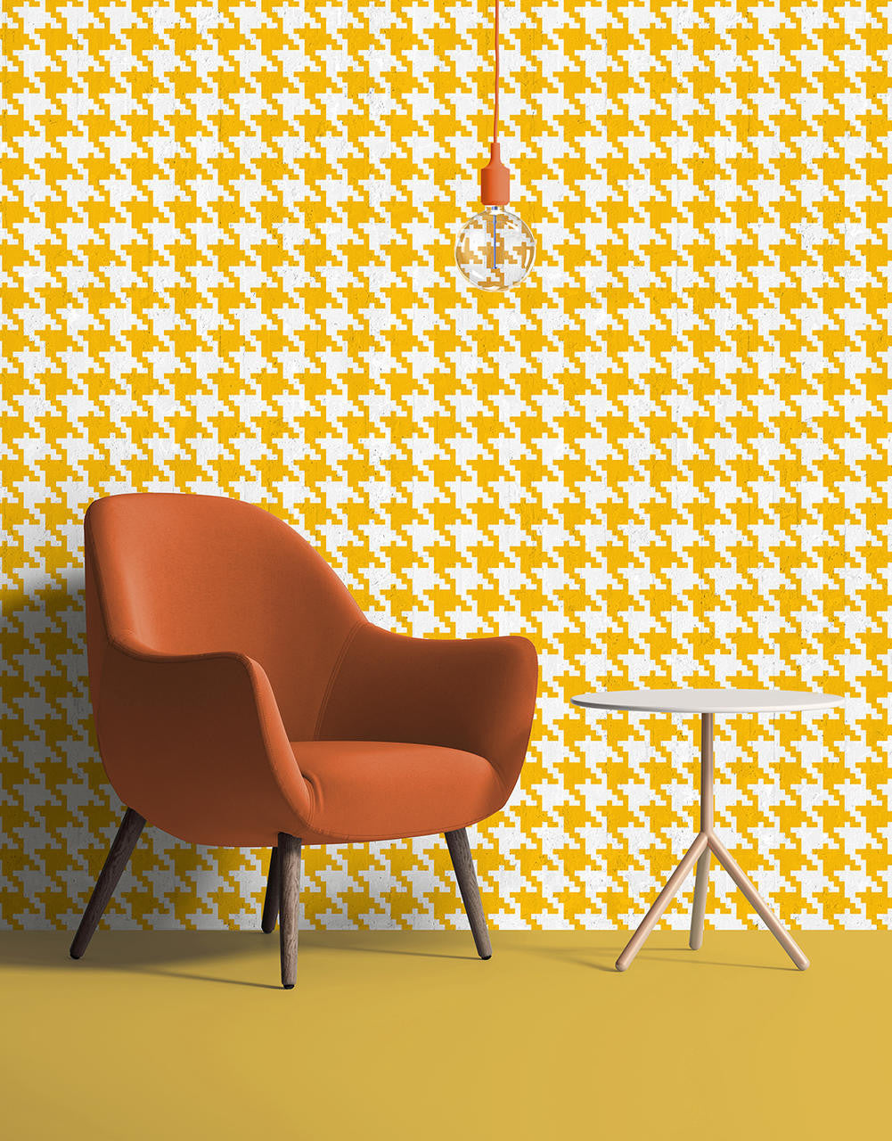 Mineheart Pied De Poule-Y Tapete Gelb 52x1000cm Vlies