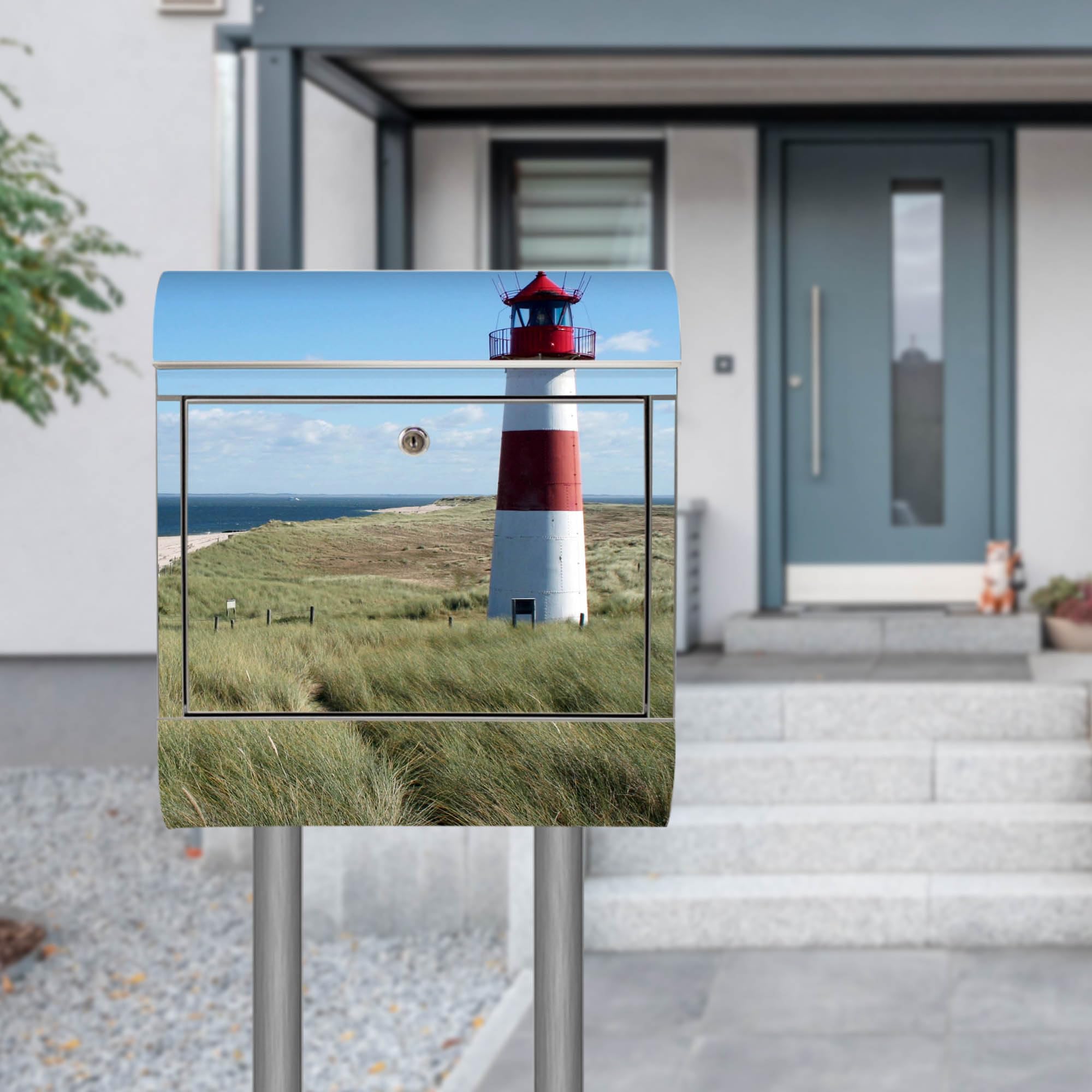 Banjado Briefkasten Leuchtturm Standbriefkasten Edelstahl A4