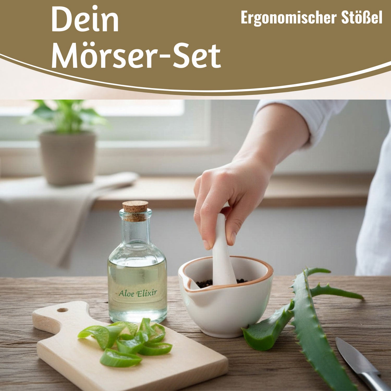 LS-LebenStil Küche & Haushalt Keramik Mörser Braun-Weiß 12cm Gewürz