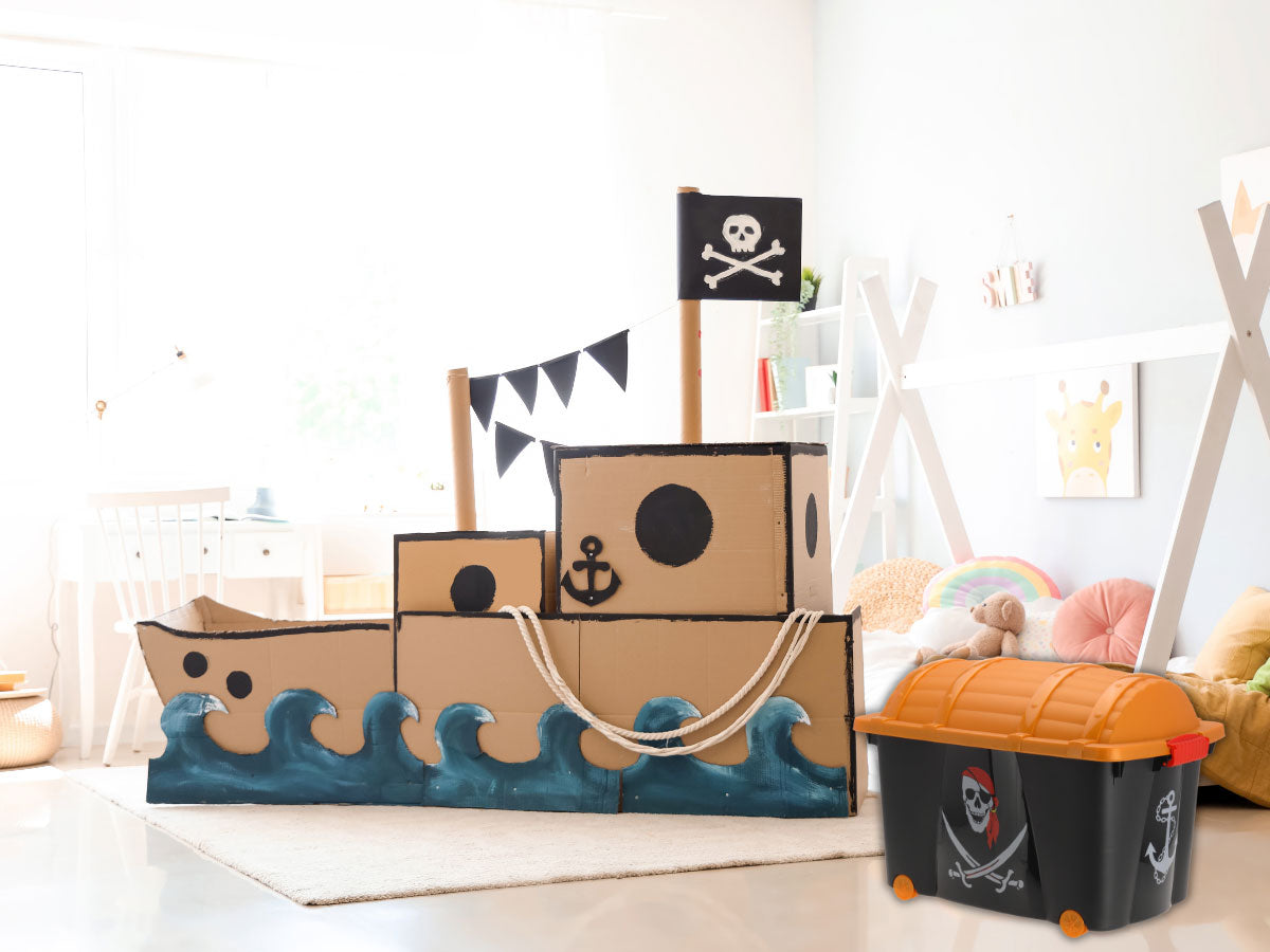 LS-LebenStil Möbel & Wohnen XL Piraten-Kiste Spielzeugkiste 60x40cm