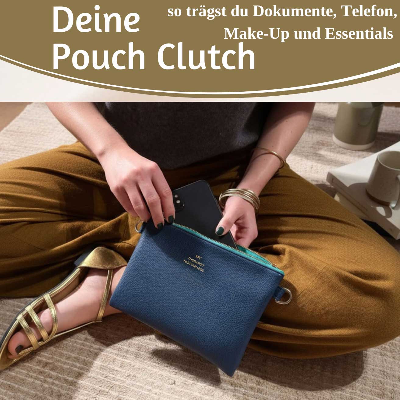 LS-LebenStil Lia Clutch Navy Blau 22cm PU-Leder