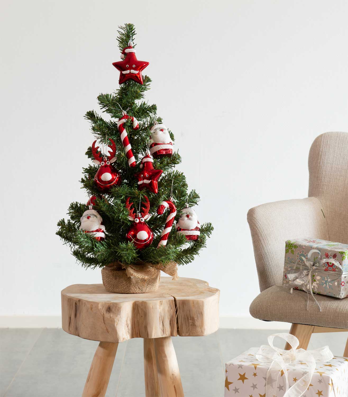 LS-LebenStil Deko Weihnachtsbaum 60 cm grün-rot geschmückt