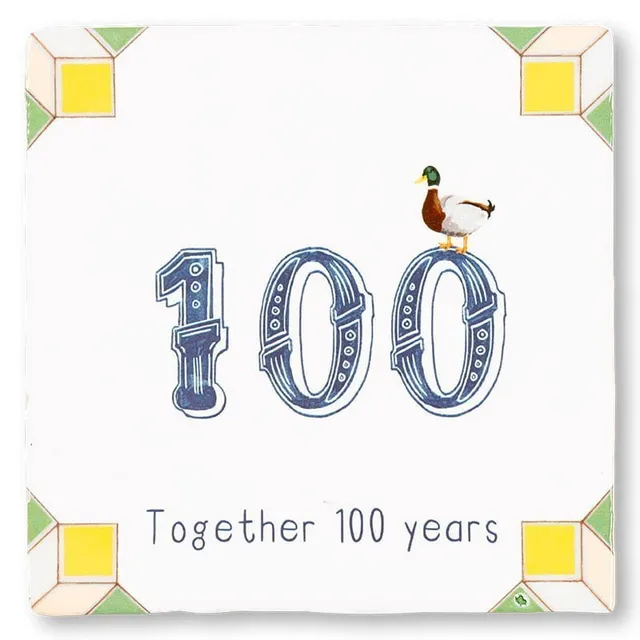 StoryTiles Delft Blue t Eendje telt Jubiläum Fliese S 10x10 Zahl