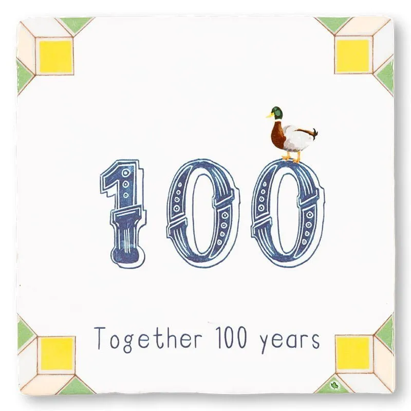 StoryTiles Delft Blue t Eendje telt Jubiläum Fliese S 10x10 Zahl