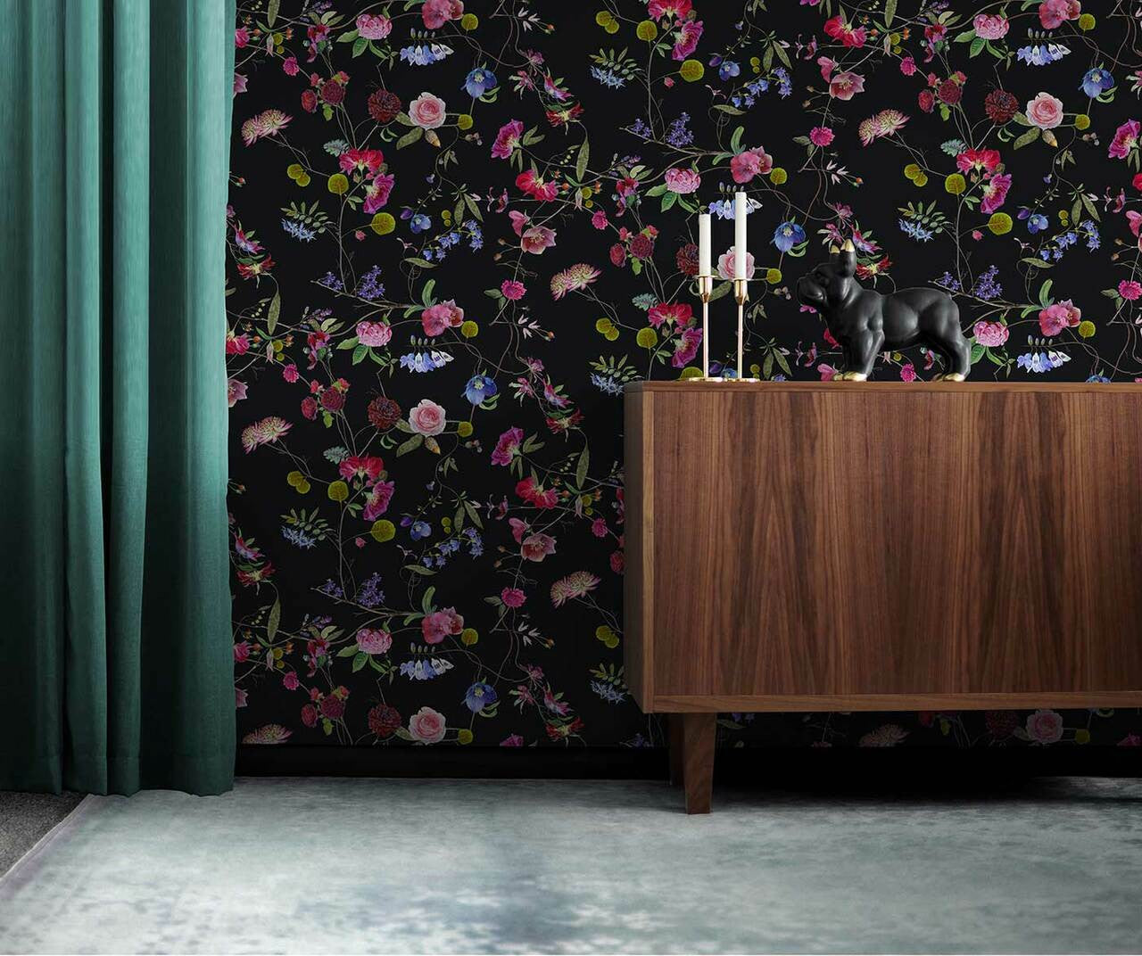 Mineheart Wallpaper Botanical Chinoiserie Tapete Schwarz Rolle