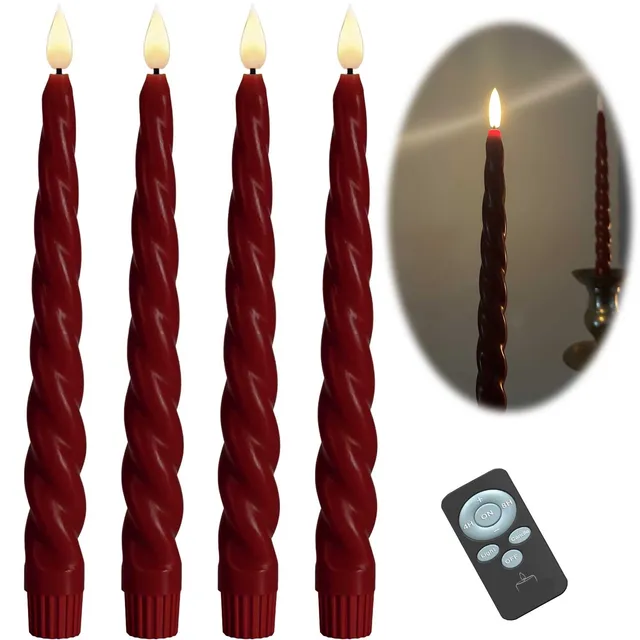 LS-LebenStil Möbel & Wohnen LED Stabkerzen Ribe Rot 26cm 4er