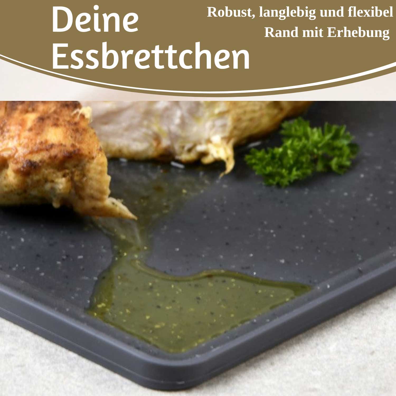 LS-LebenStil Küche & Haushalt Brettchen Granit-Optik 23x16cm 2er