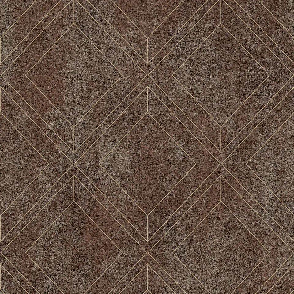 Mineheart Wallpaper Rustic Trellis Tapete Braun Geometrisch