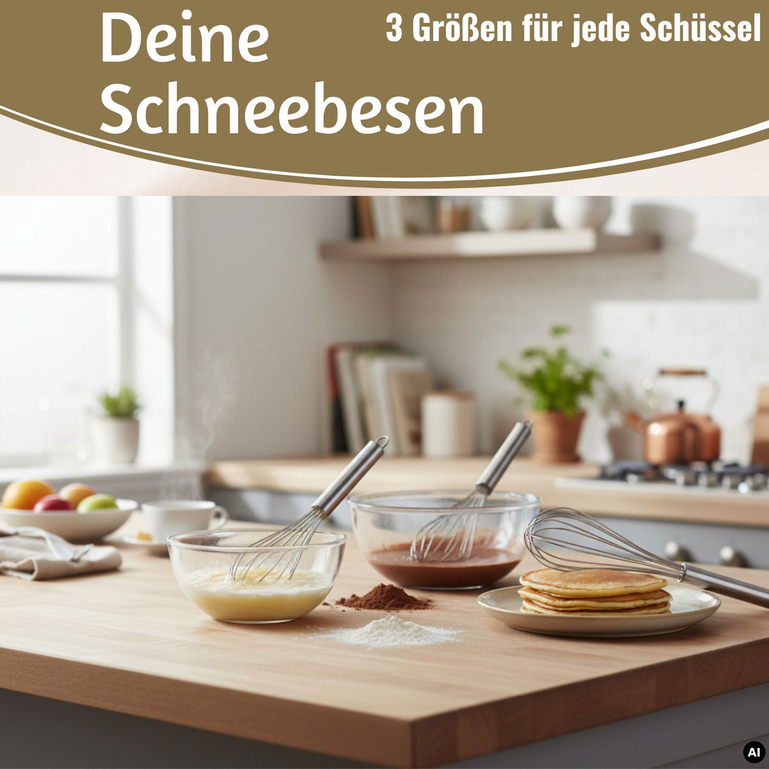 LS-LebenStil Küche & Haushalt Schneebesen Edelstahl 3er Set