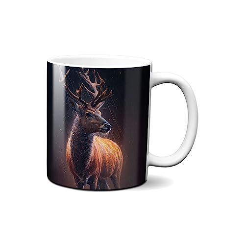 Hustling Sharks Wandbilder Hirsch im Regen Tasse 330 ml weiß