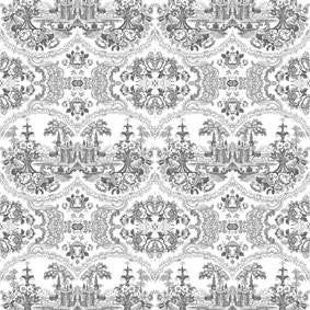 Mineheart Delft Baroque Tapete Schwarz 70cm x 10m Damast