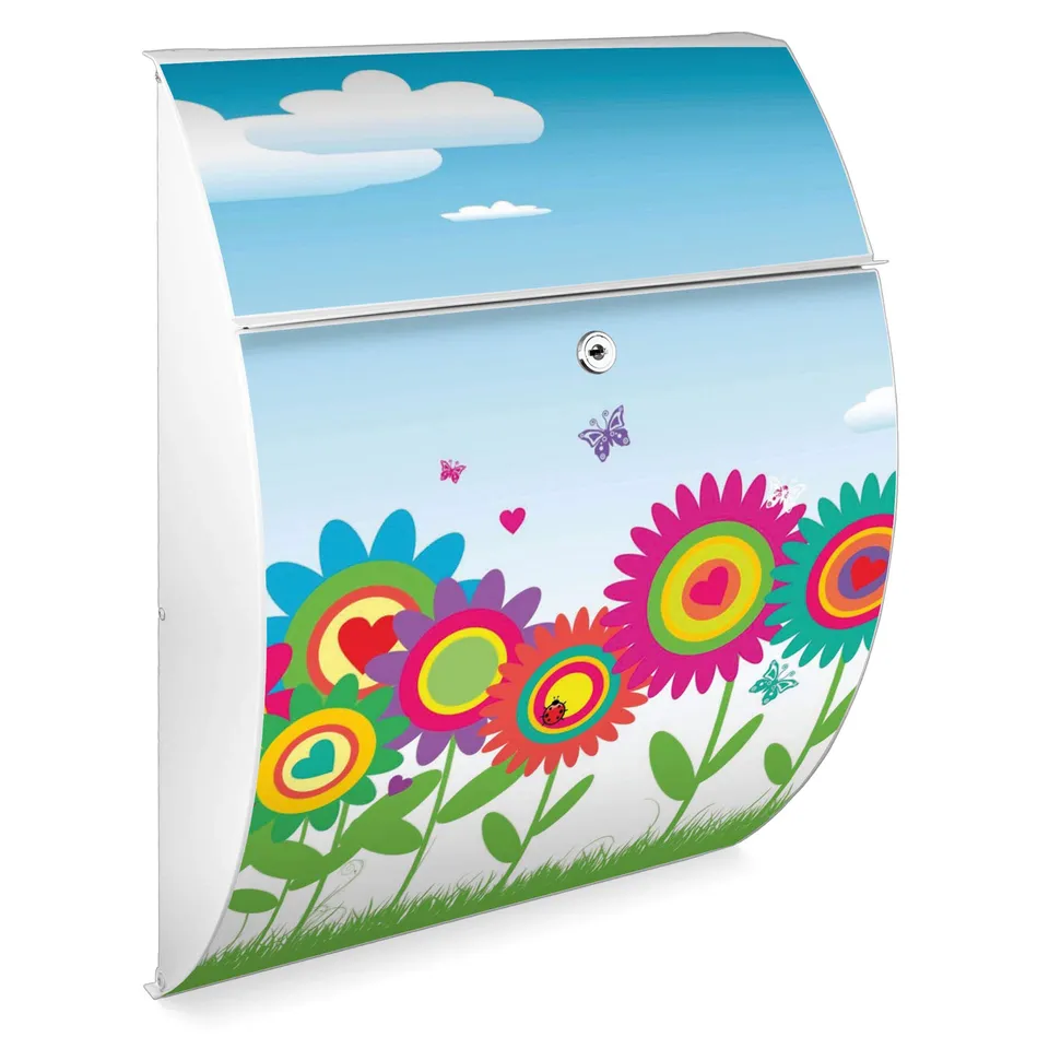 Banjado Briefkasten Riviera 46x33,5x13cm Bunte Blumen Weiß A4