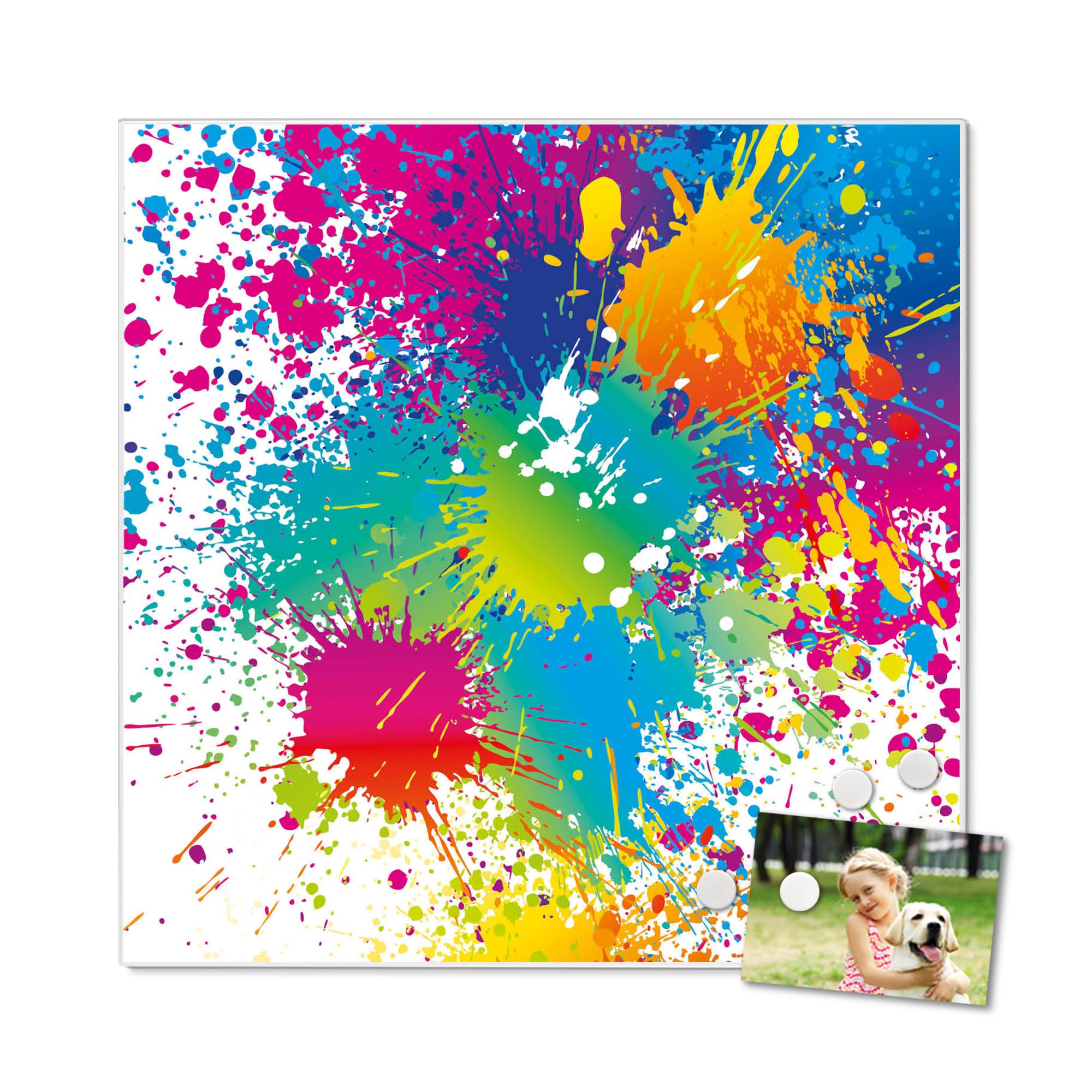 Banjado Magnettafel Farbspritzer 50x50 cm Metall Bunt