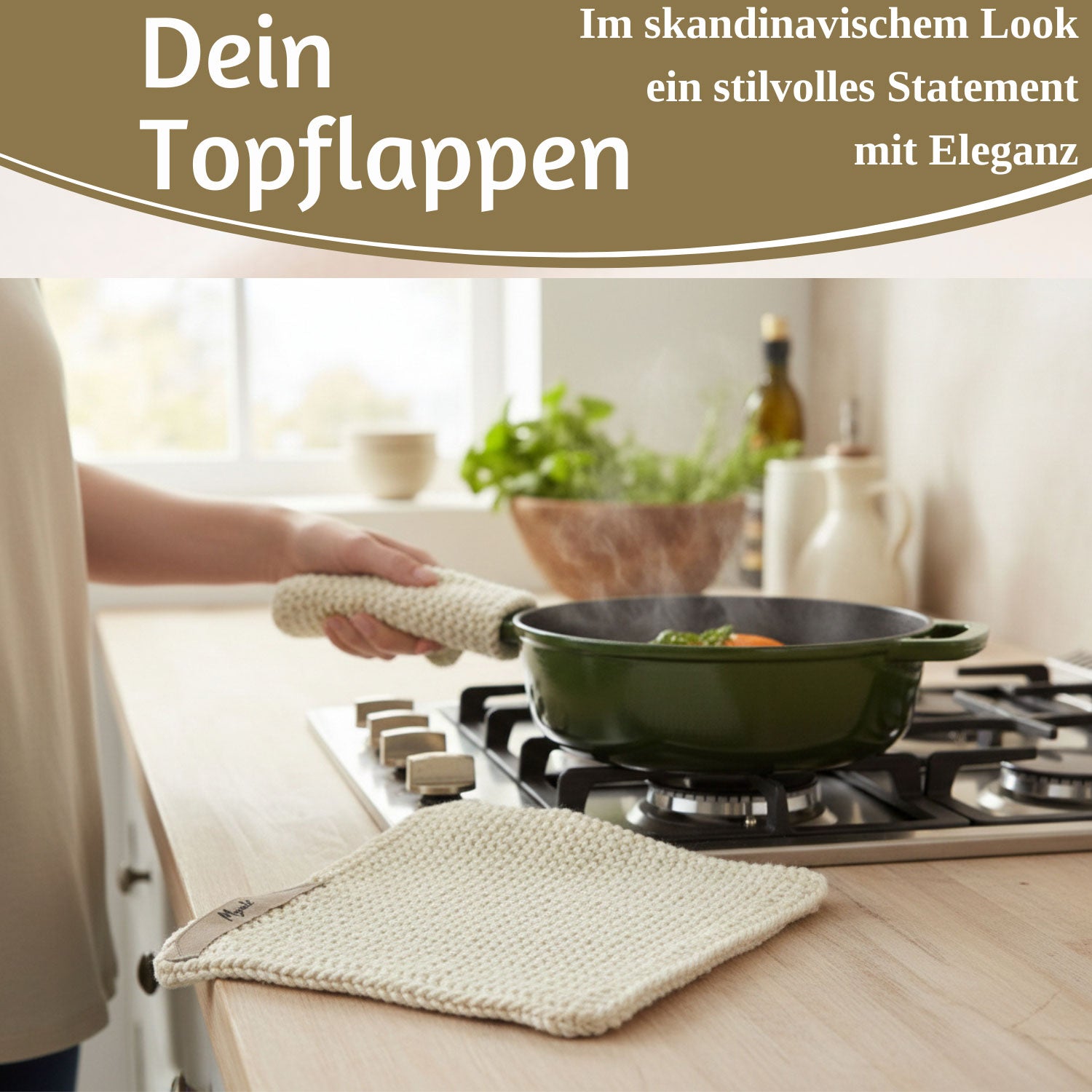 LS-LebenStil Mynte Topflappen Latte Cream 22cm Baumwolle