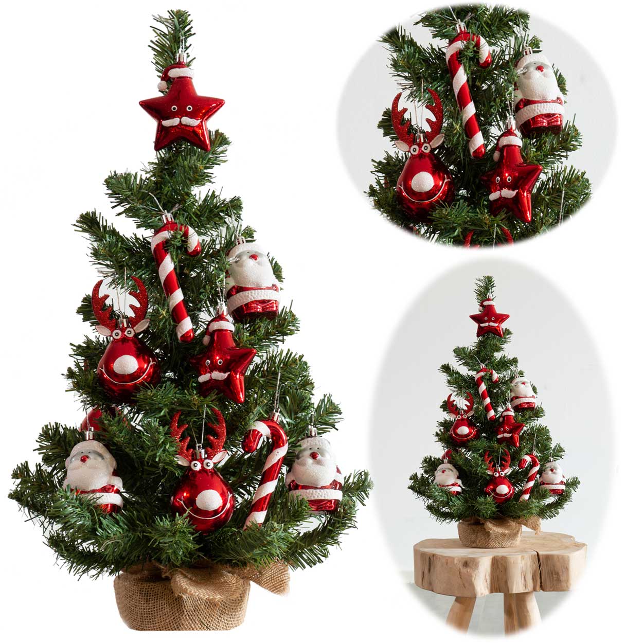 LS-LebenStil Deko Weihnachtsbaum 60 cm grün-rot geschmückt