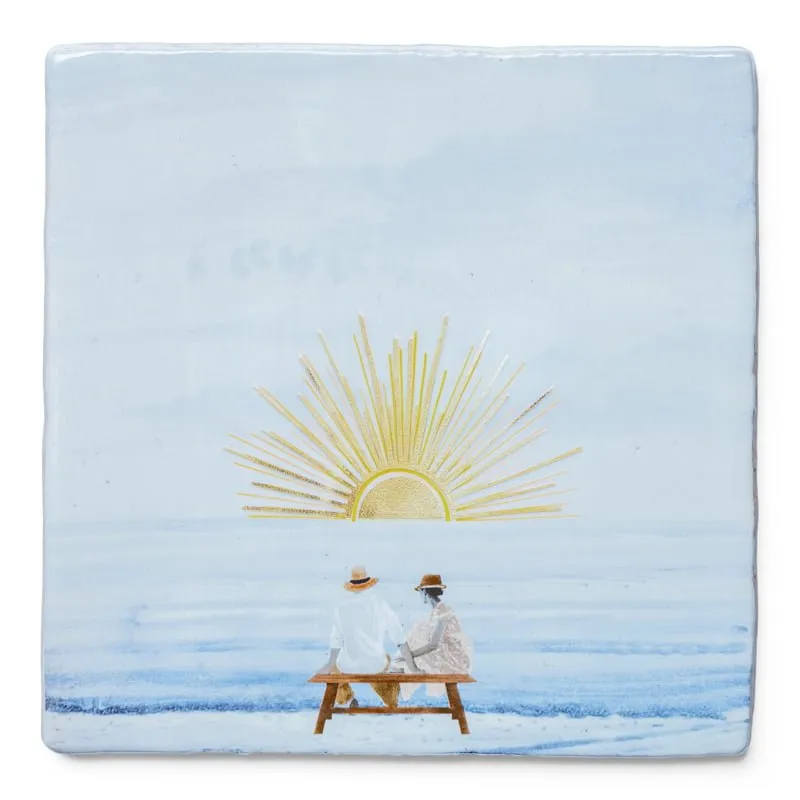 StoryTiles Delft Blue Samen de zon zien zakken Fliese 10x10 cm Gold