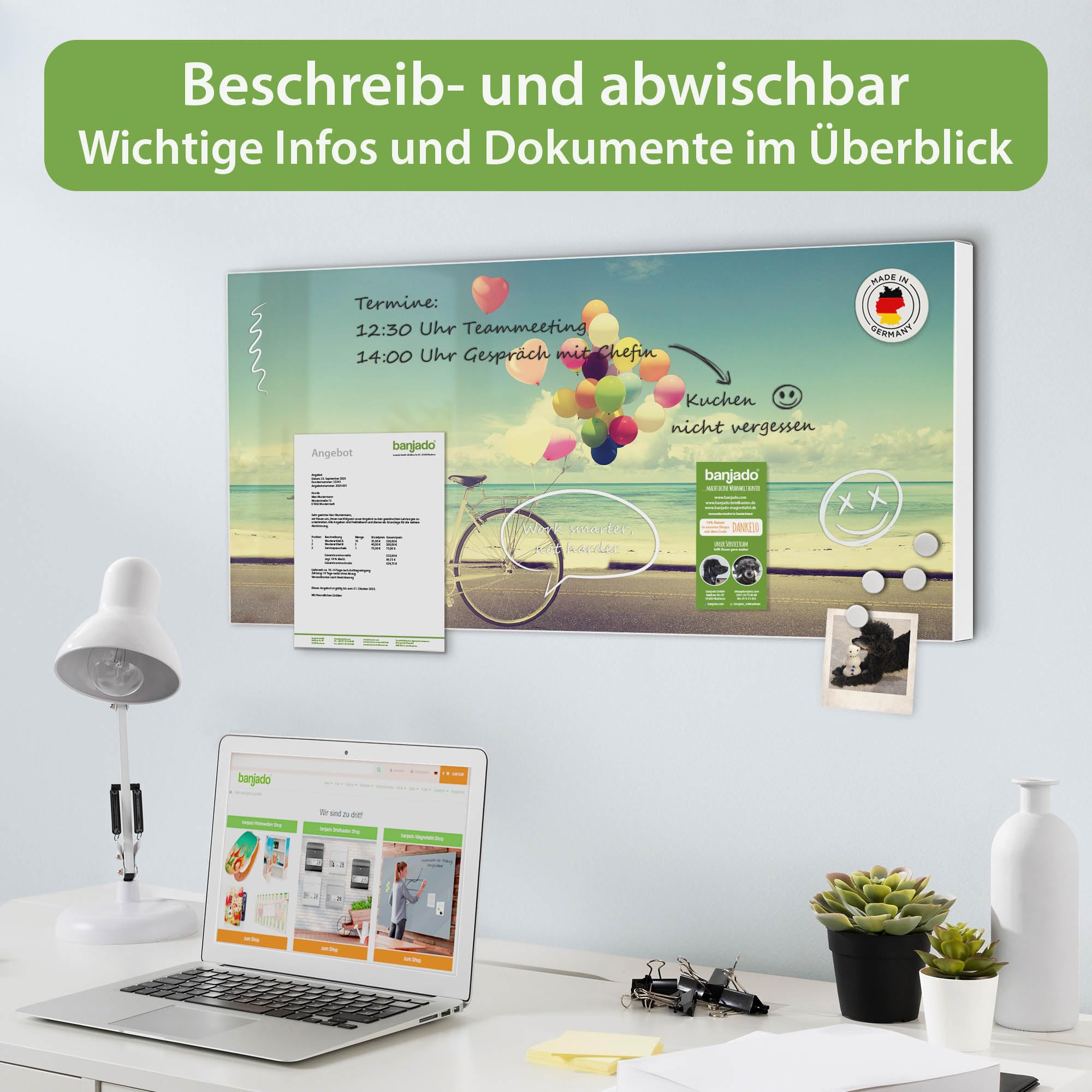Banjado Magnettafel Auf Und Davon Magnetwand 78x37cm weiß Stahl