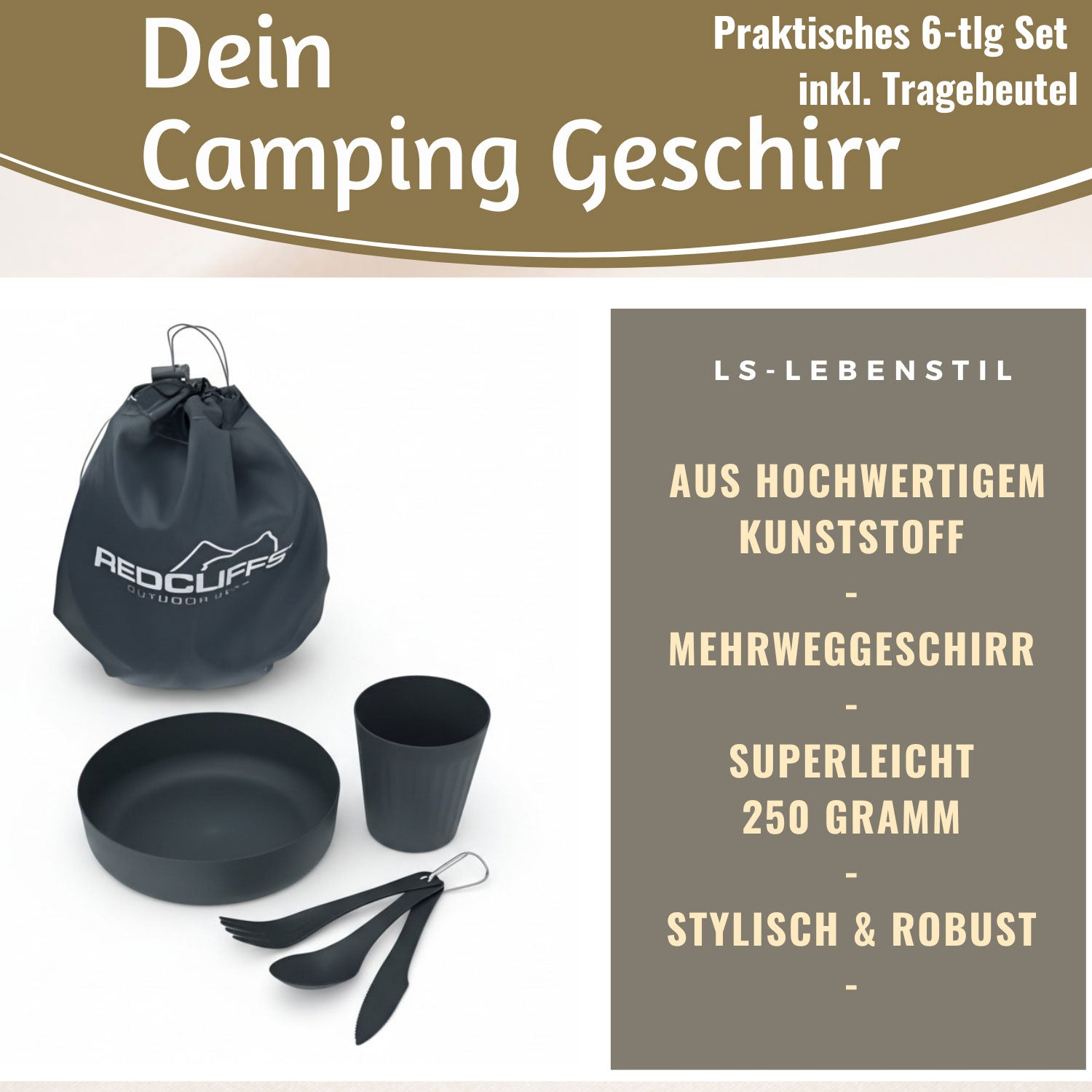 LS-LebenStil Picknick-Set 6-teilig mit Tragetasche