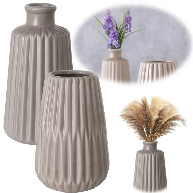 LS-LebenStil Möbel & Wohnen Oslo 2er Set Tisch-Vase Creme 18cm