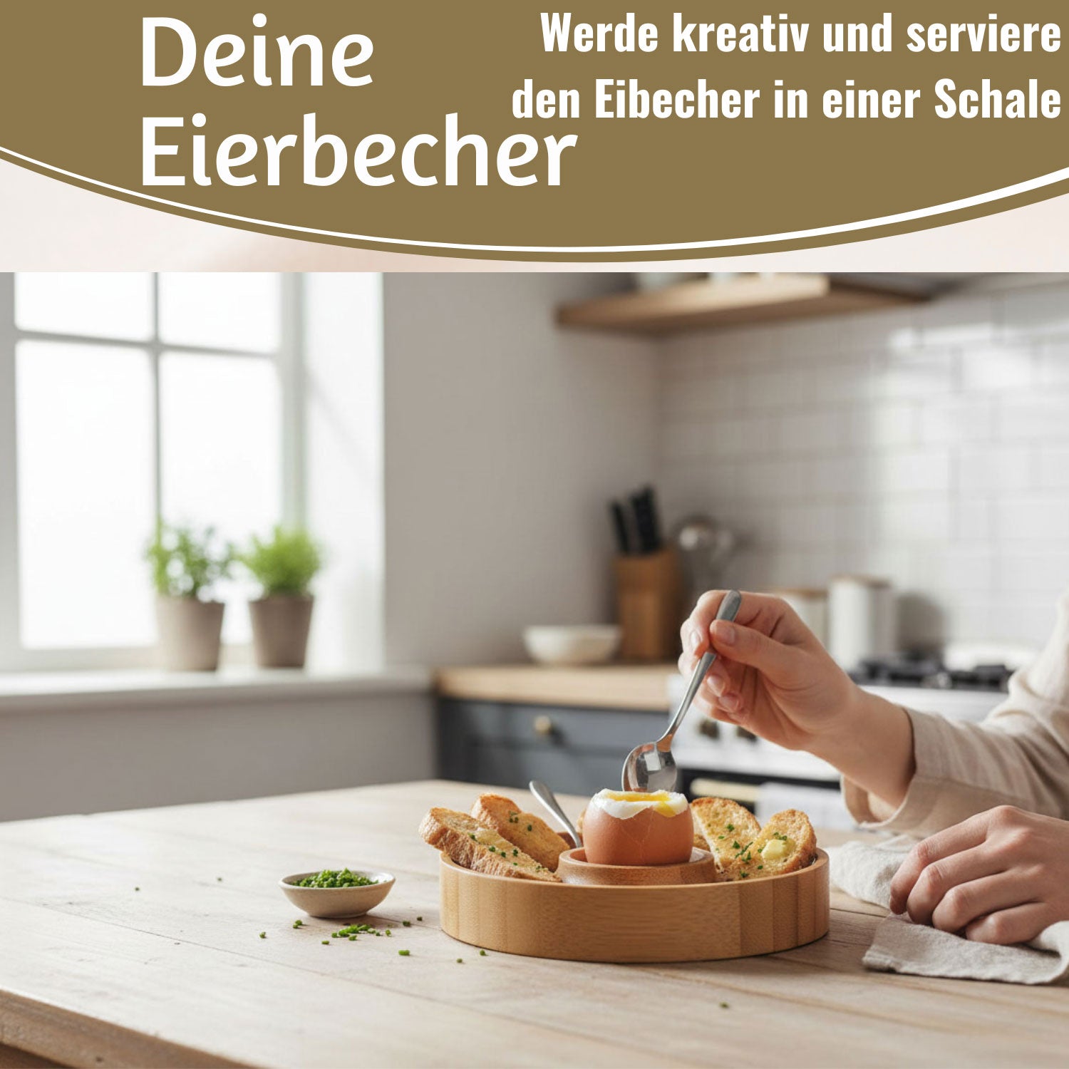 LS-LebenStil Küche & Haushalt Holz Eierbecher 4er Set Bambus Natur