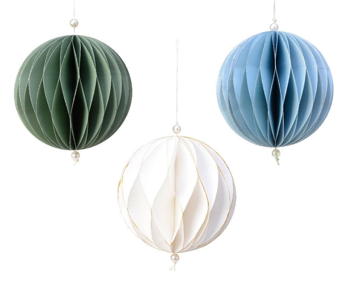 LS-LebenStil Wabenball Deko-Anhänger 15cm grün blau weiß 3er Set