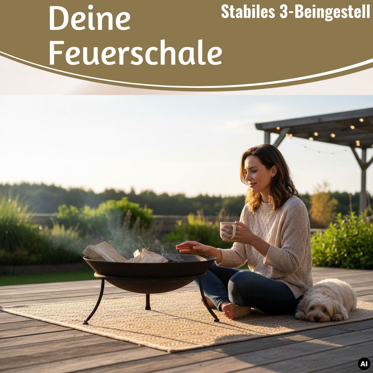 LS-LebenStil Garten & Camping Feuerschale Eisen Schwarz 47cm
