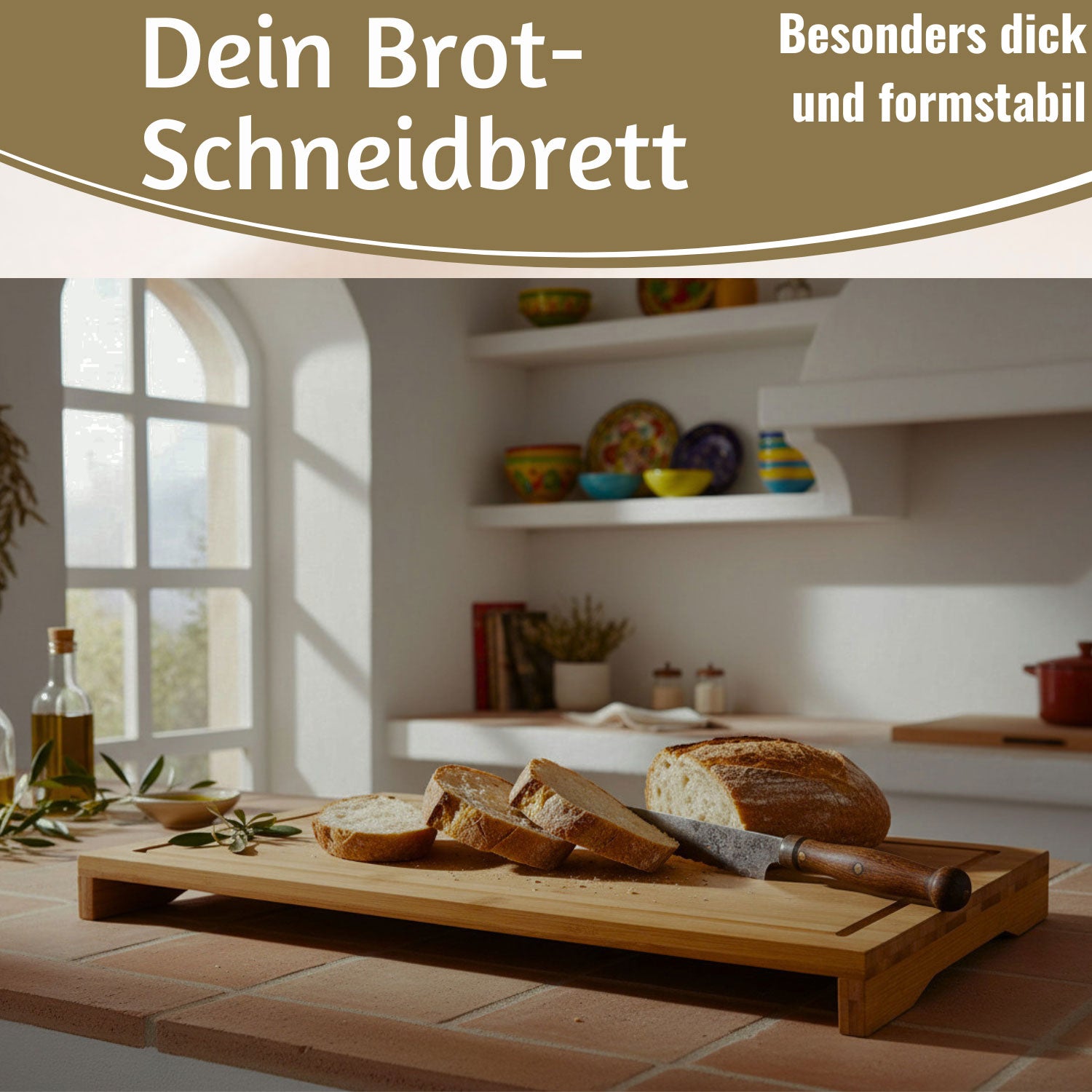 LS-LebenStil Küche & Haushalt Schneidebrett Bambus 54x28cm Saftrille