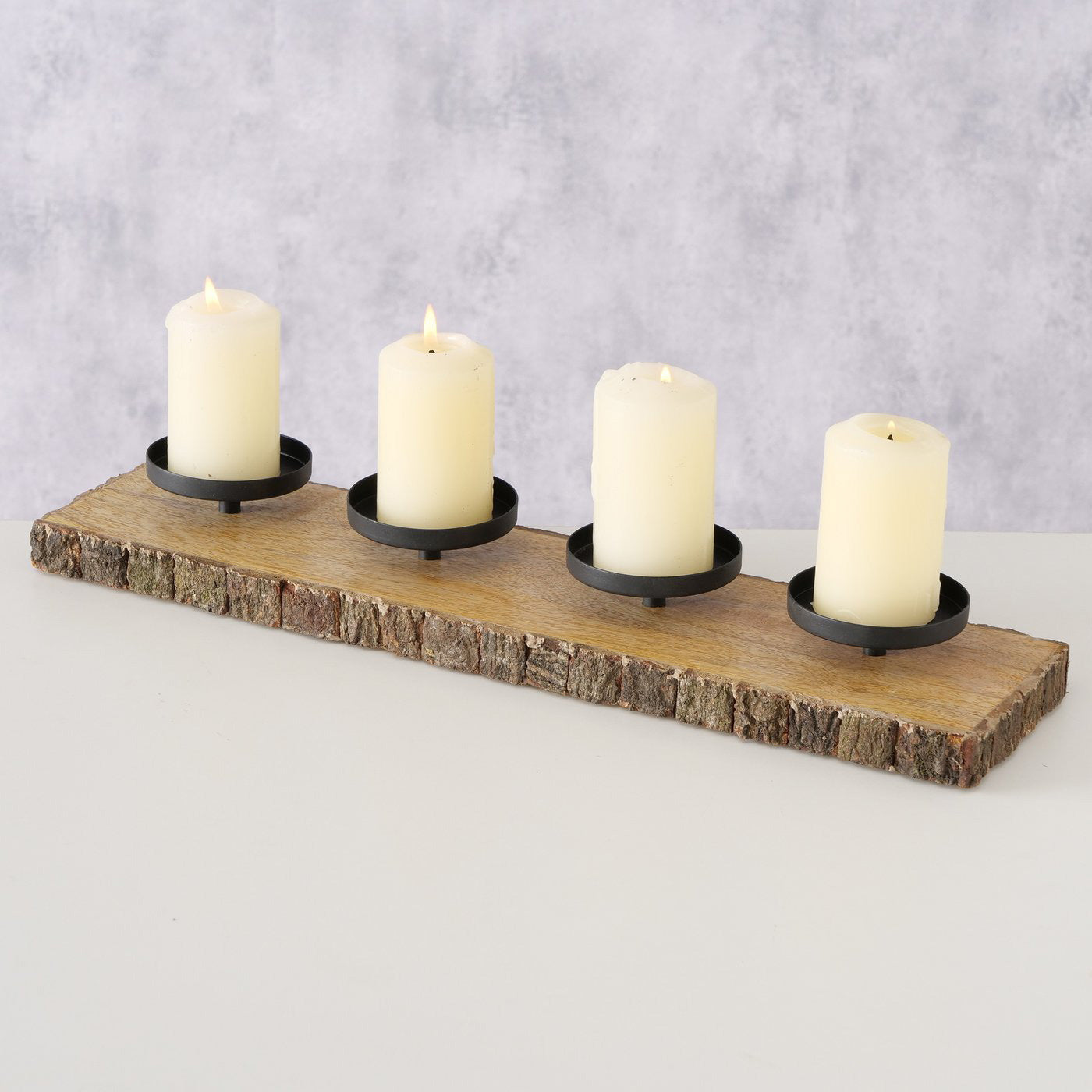 LS-LebenStil Kerzenschale Holz Braun 4-fach 46cm ohne Dorn