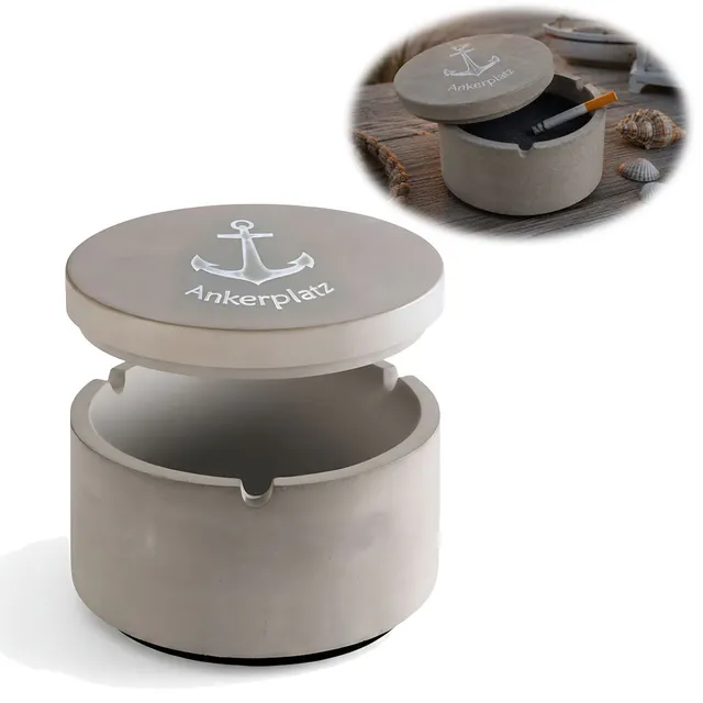 LS-LebenStil Ankerplatz Aschenbecher Beton 9x7cm Grau