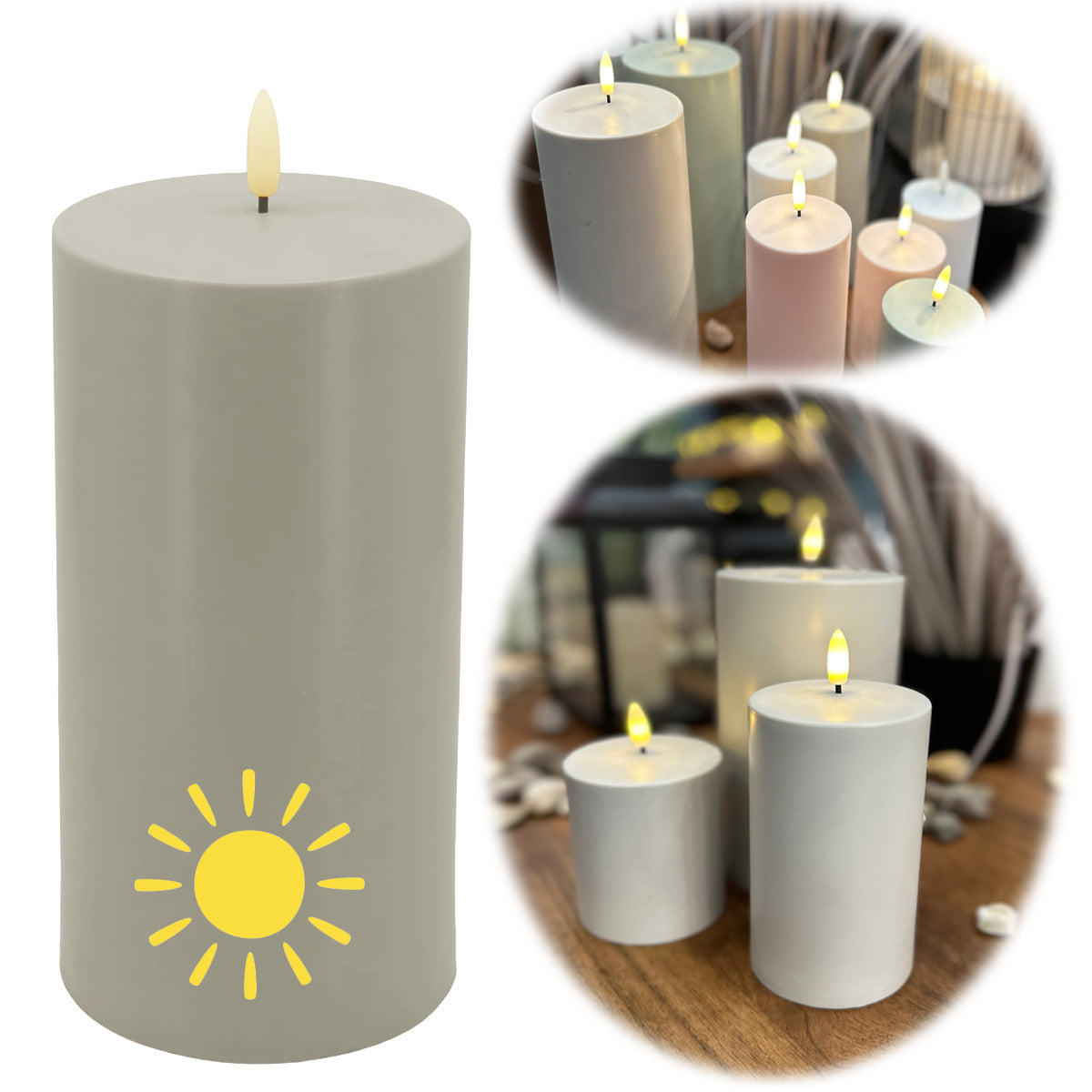 LS-LebenStil Malmø Solar LED-Kerze 15x7,5 cm Sand Timer