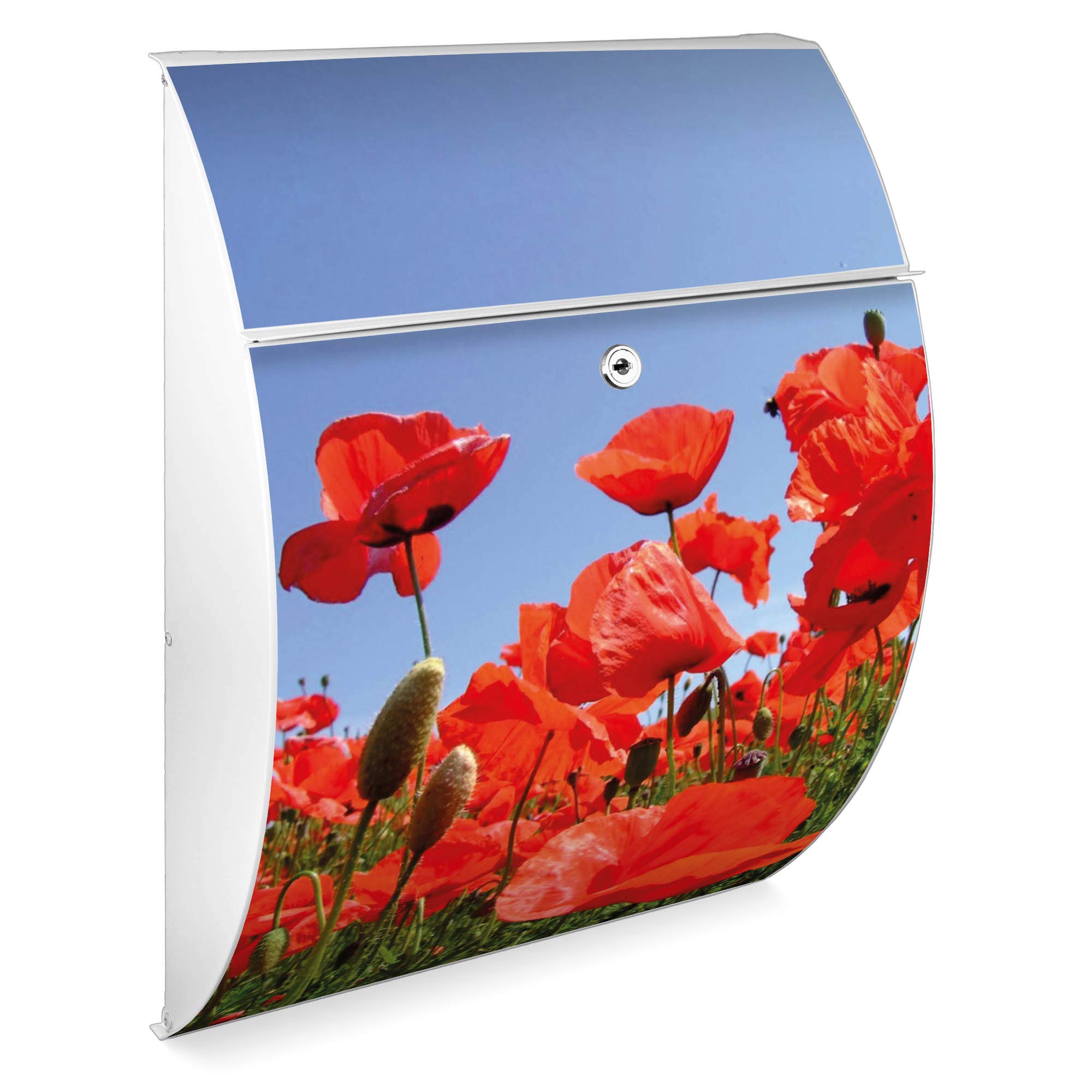 Banjado Briefkasten Riviera Postkasten Anthrazit Mohnblumen