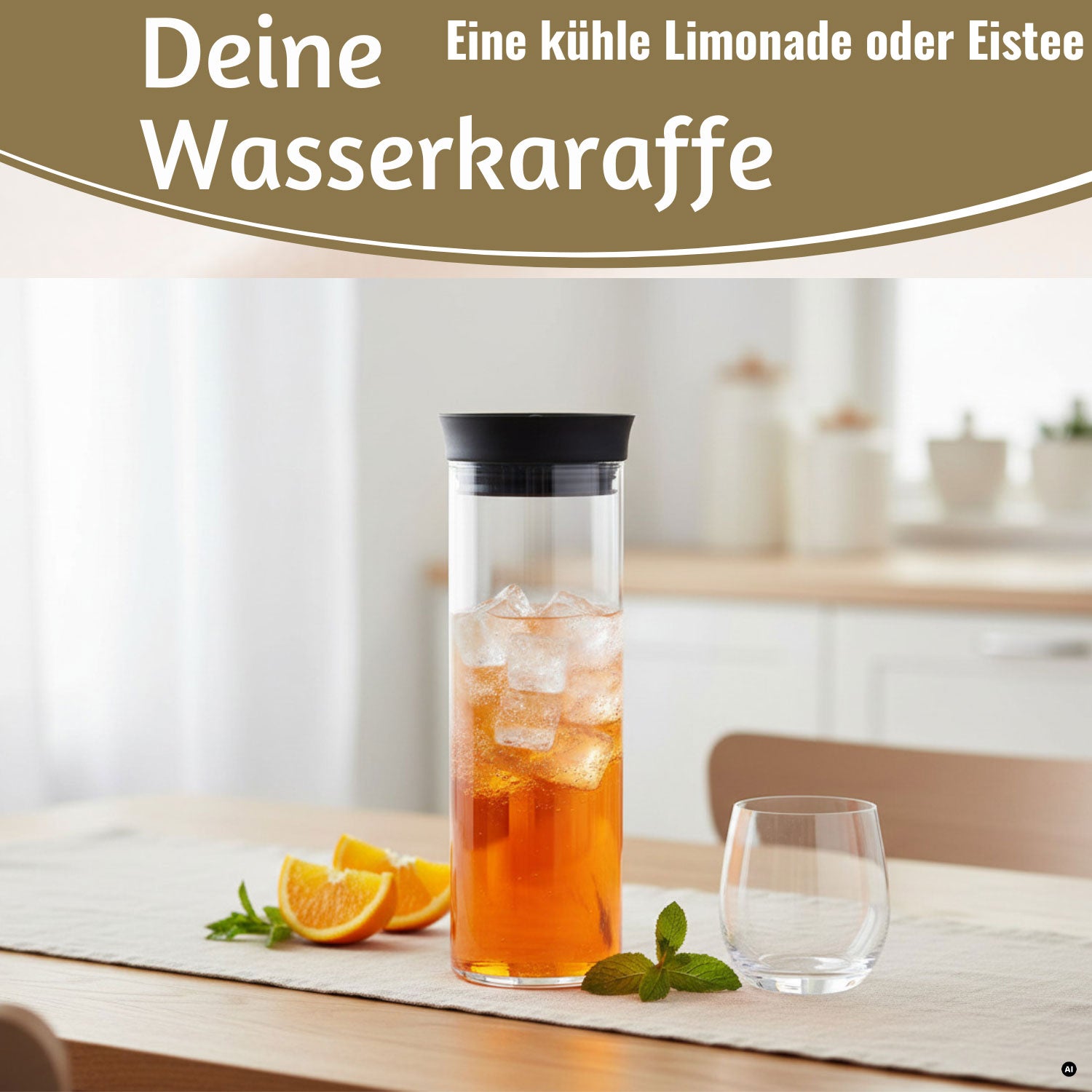 LS-LebenStil Küche & Haushalt Glaskaraffe Borosilikat 1L transparent