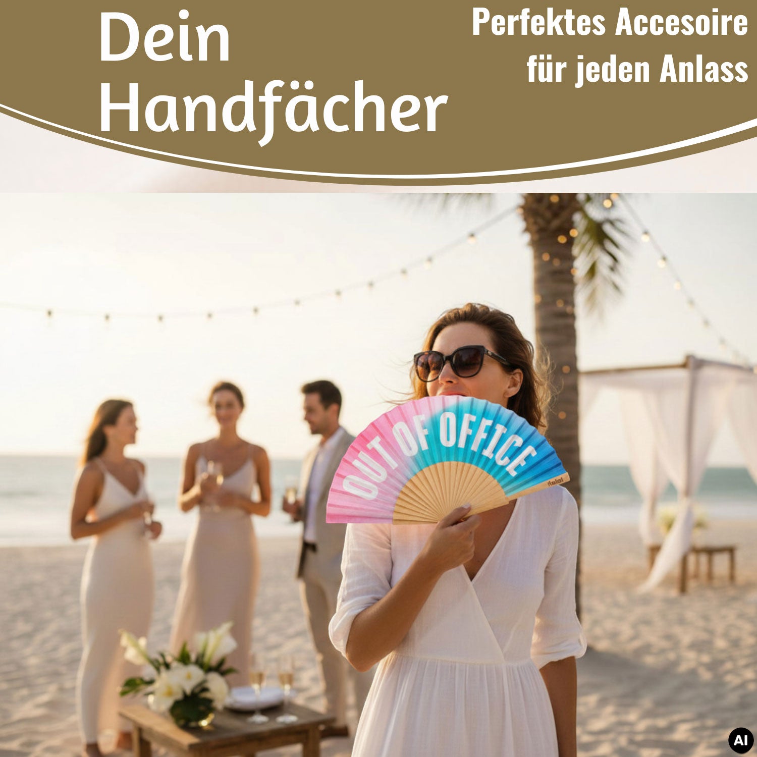 LS-LebenStil Shopper & Taschen Handfächer Out of Office 23x42cm