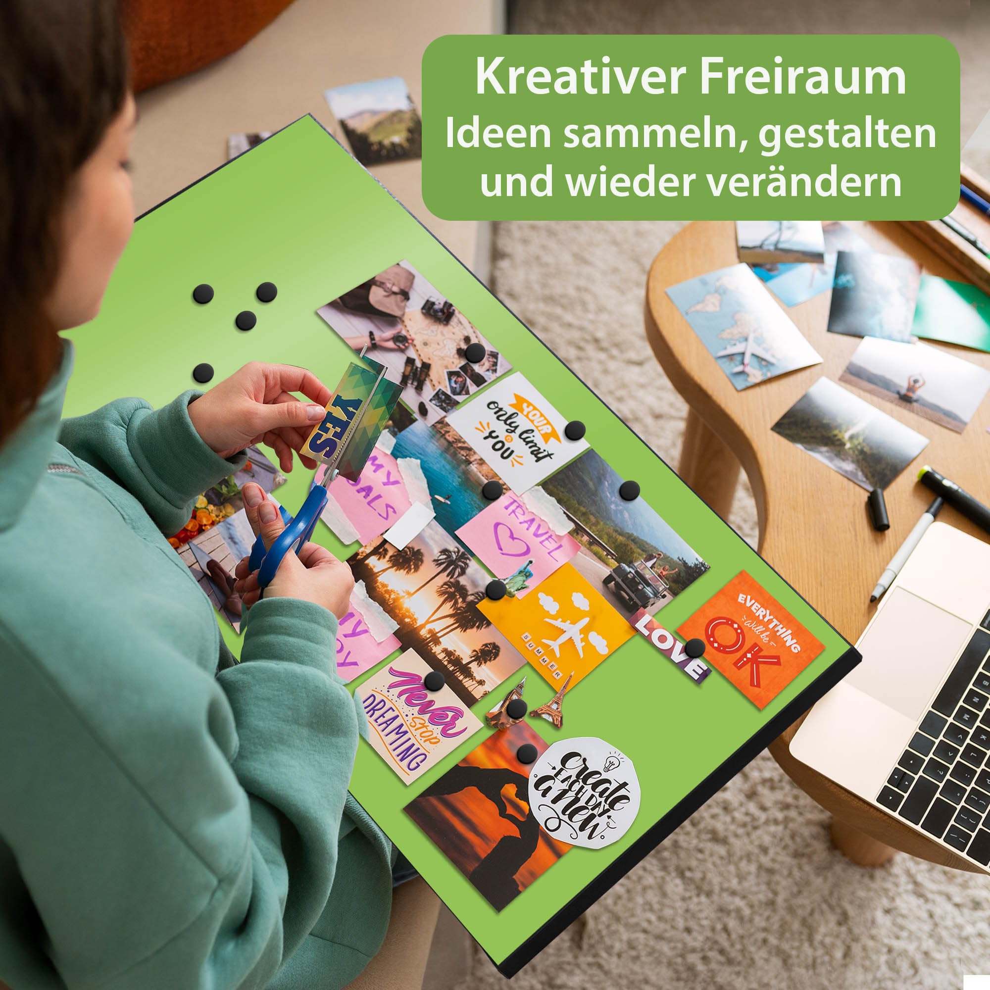 Banjado Magnettafel Limettengrün Schwarz 78x37cm beschreibbar