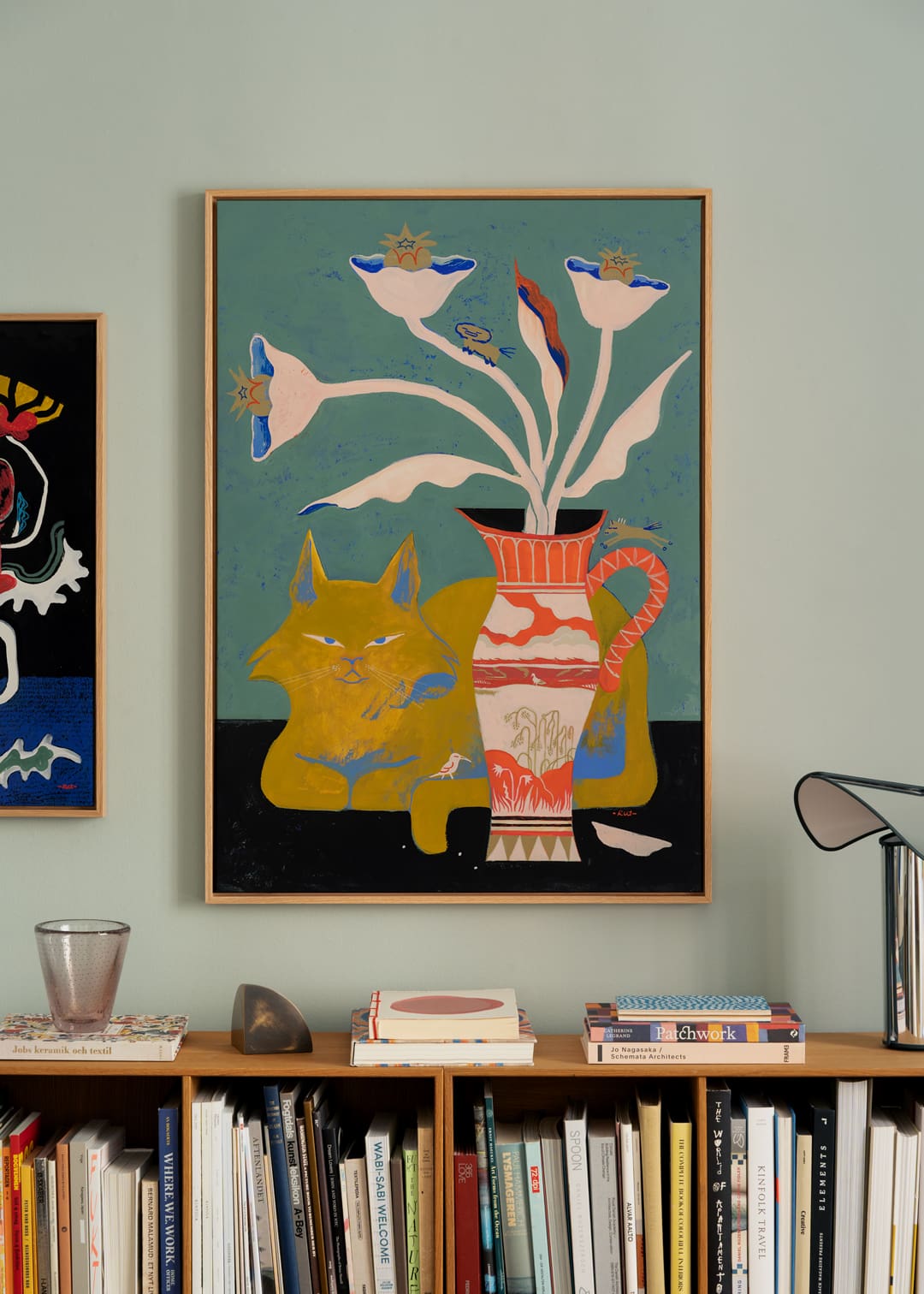 The Poster Club Cat and Jug Leinwand 50x70 cm gerahmt