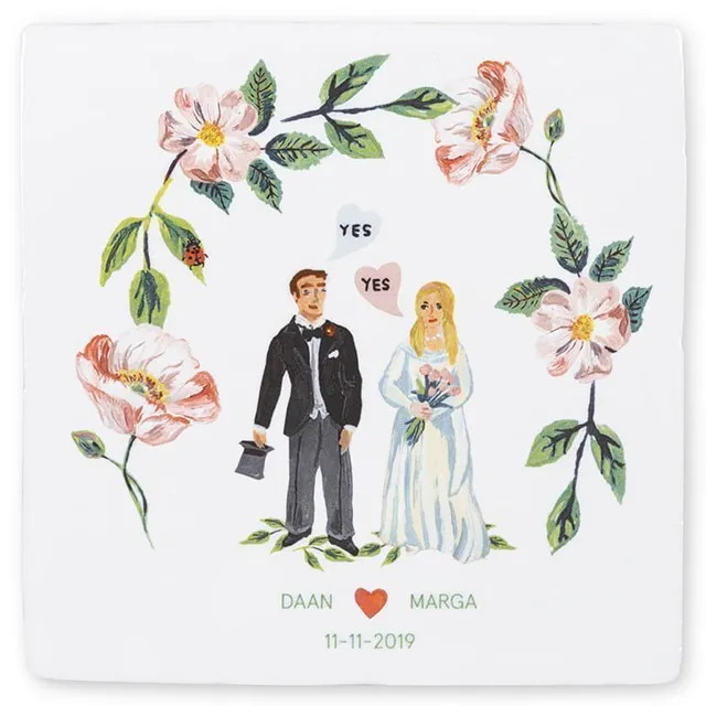 Storytiles Delft Blue She said yes Fliese S 10x10 cm Hochzeit