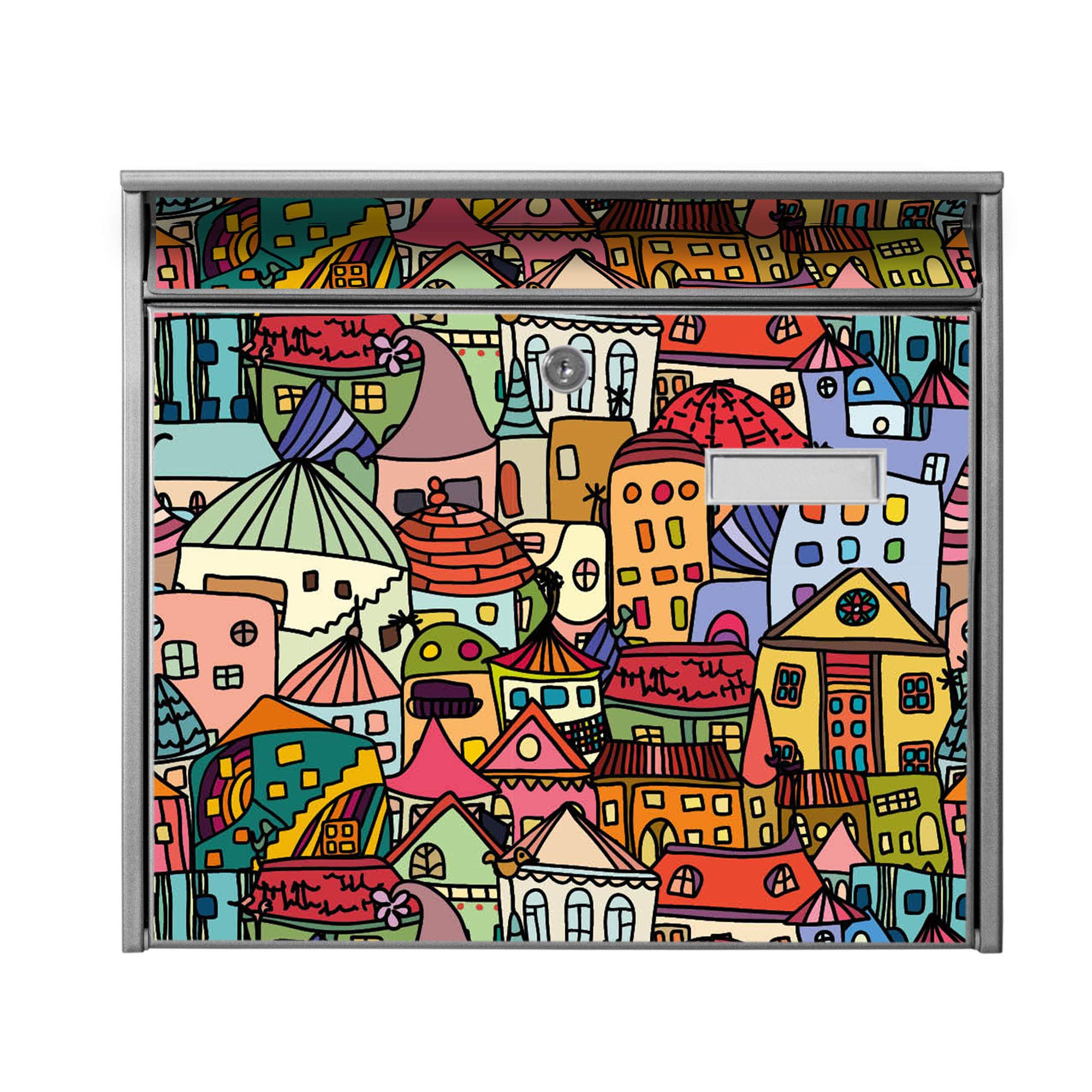 Banjado Briefkasten Funky Town 32x36x10cm silbergrau