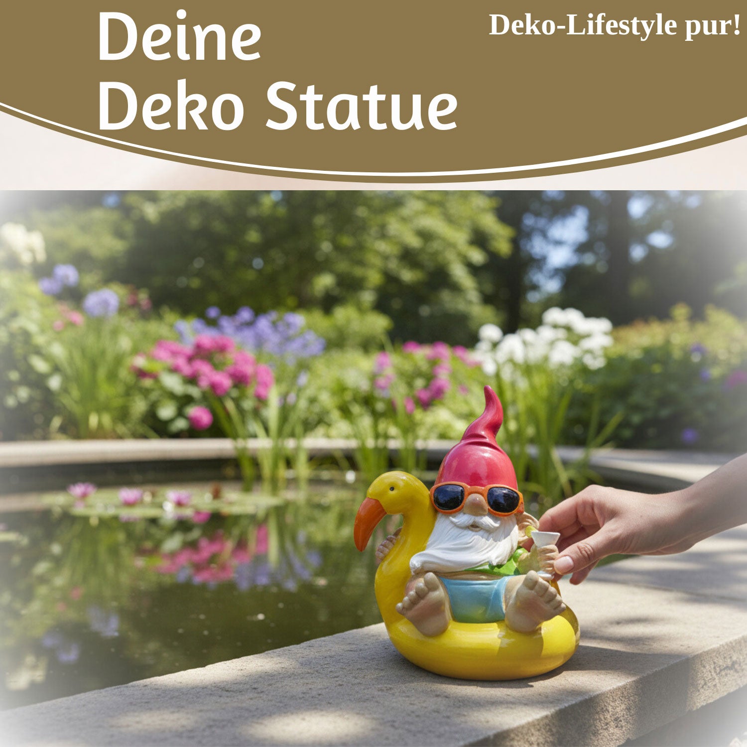 LS-LebenStil Gartenzwerg Gelb Sitzend Dekofigur 17cm